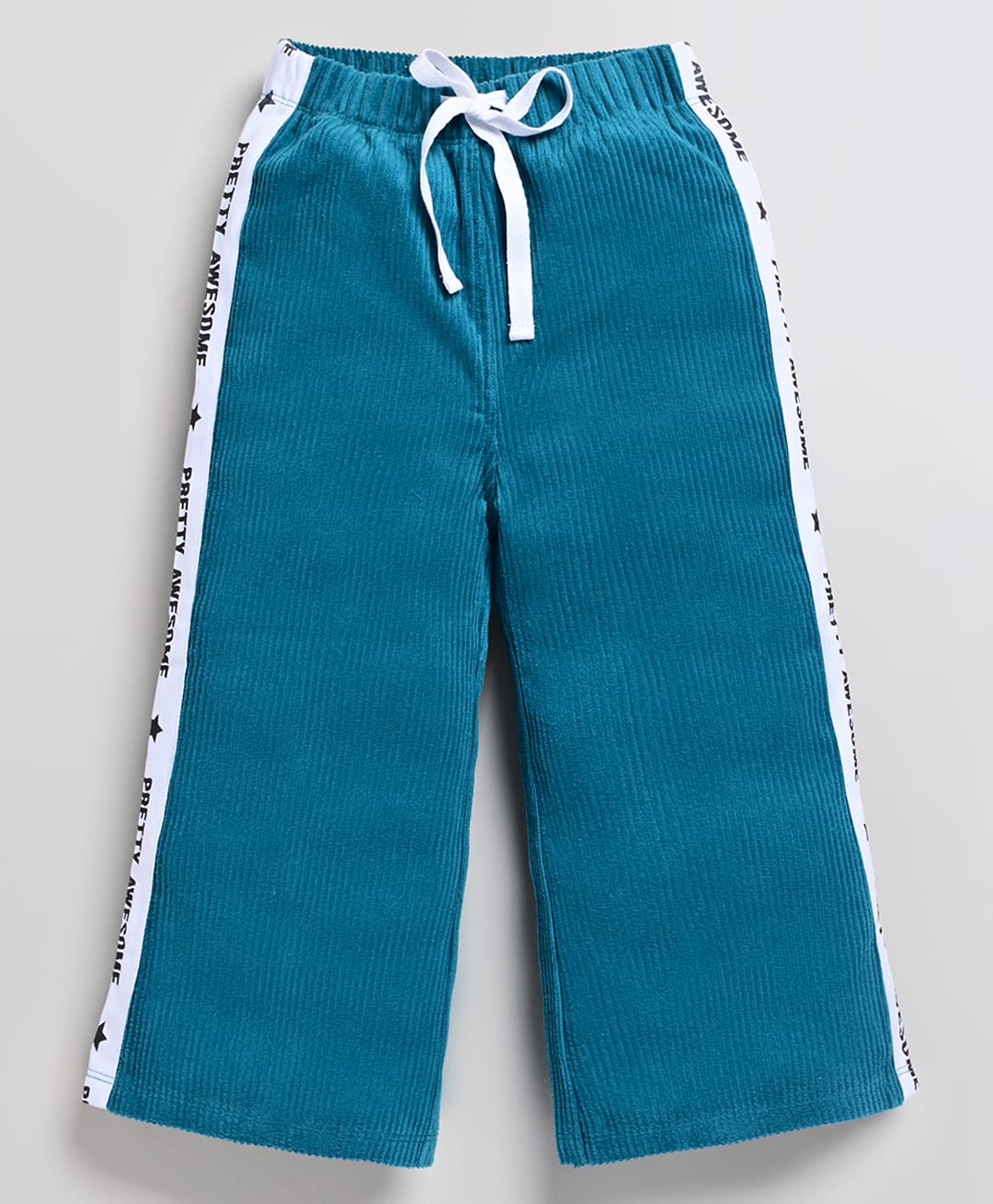 DEAR TO DAD Cotton Knit Side Tape Detailed Typography Printed Pant - Teal Blue-image-40