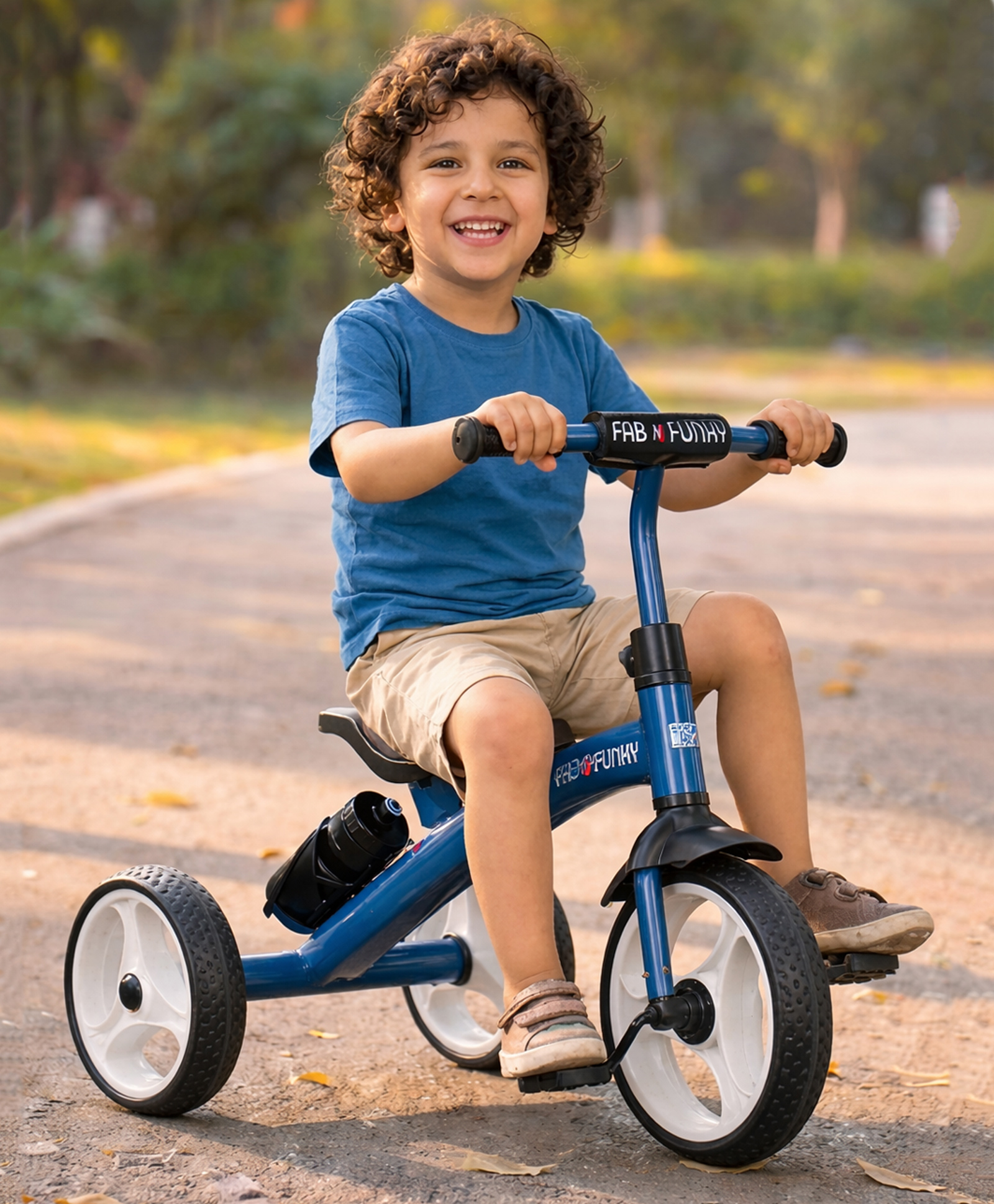fab n funky Plug & Play Kids Tricycle with Bottle Holder & Bottle - Blue| Ergonomic Seat & Sturdy Frame| for Indoor & Outdoor Play| Toy for 2+ yrs Boys & Girls| Smooth Wheels| Non-slip Pedals-picture-38