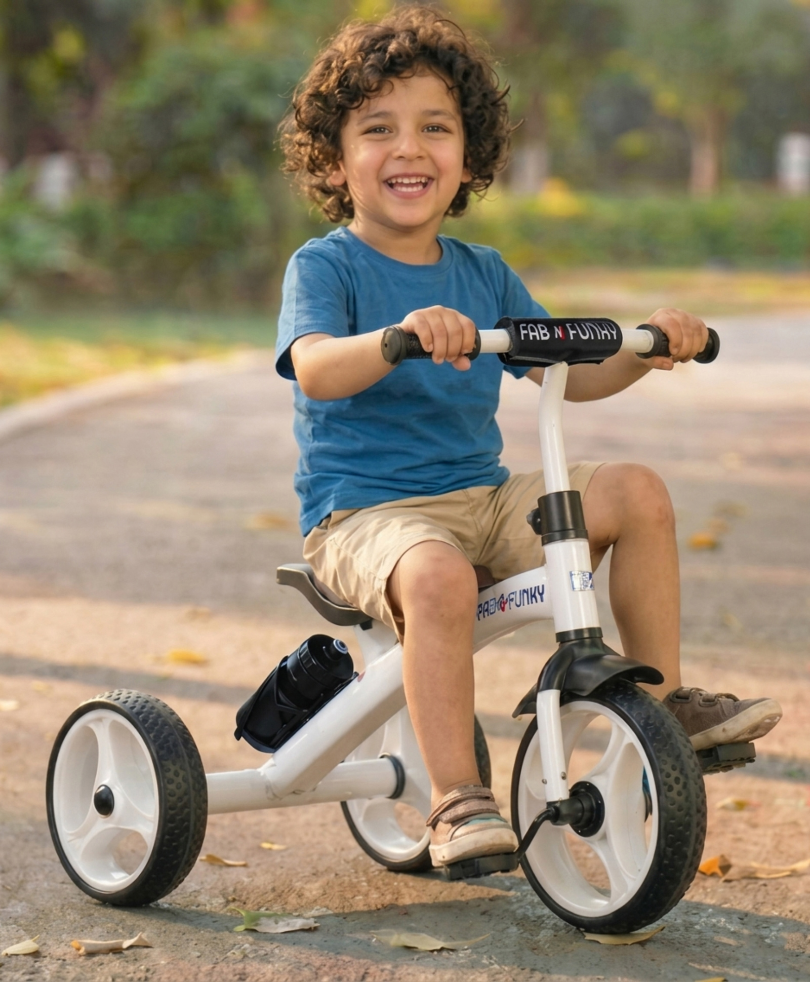 Plug & Play Kids Tricycle with Bottle Holder & Bottle - White| Ergonomic Seat & Sturdy Frame| for Indoor & Outdoor Play| Toy for 2+ yrs Boys & Girls| Smooth Wheels| Non-slip Pedals-image-7