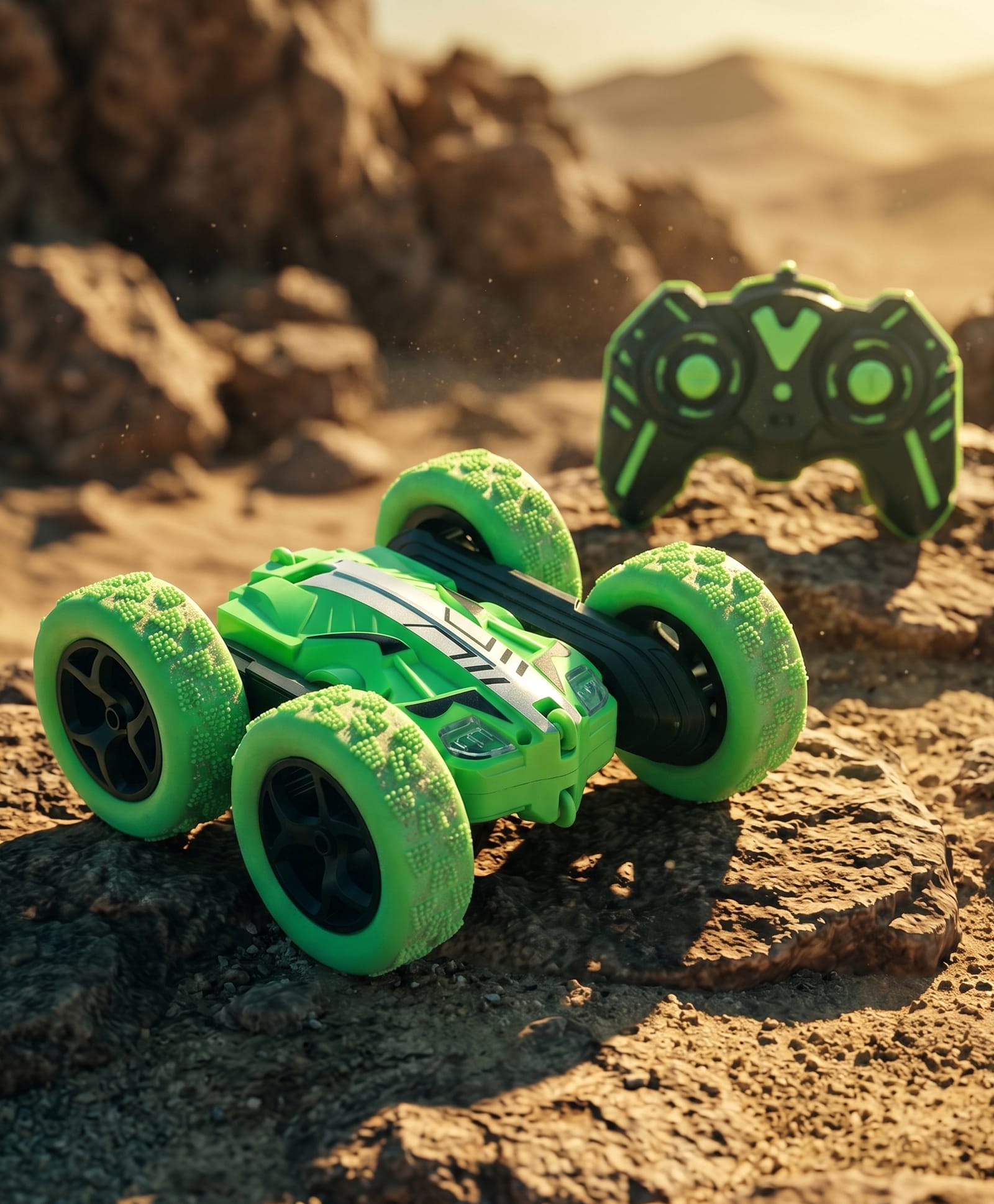 Babyhug Double Flip 360° Stunt Car with Lights - Green| 4 Wheel Drive Drift High Speed RC Car| Double Sided Rotating Wheels| 2.4 GHz Long Range Remote| C Type Charging | Best Gift for 4+ year Kids-image-27