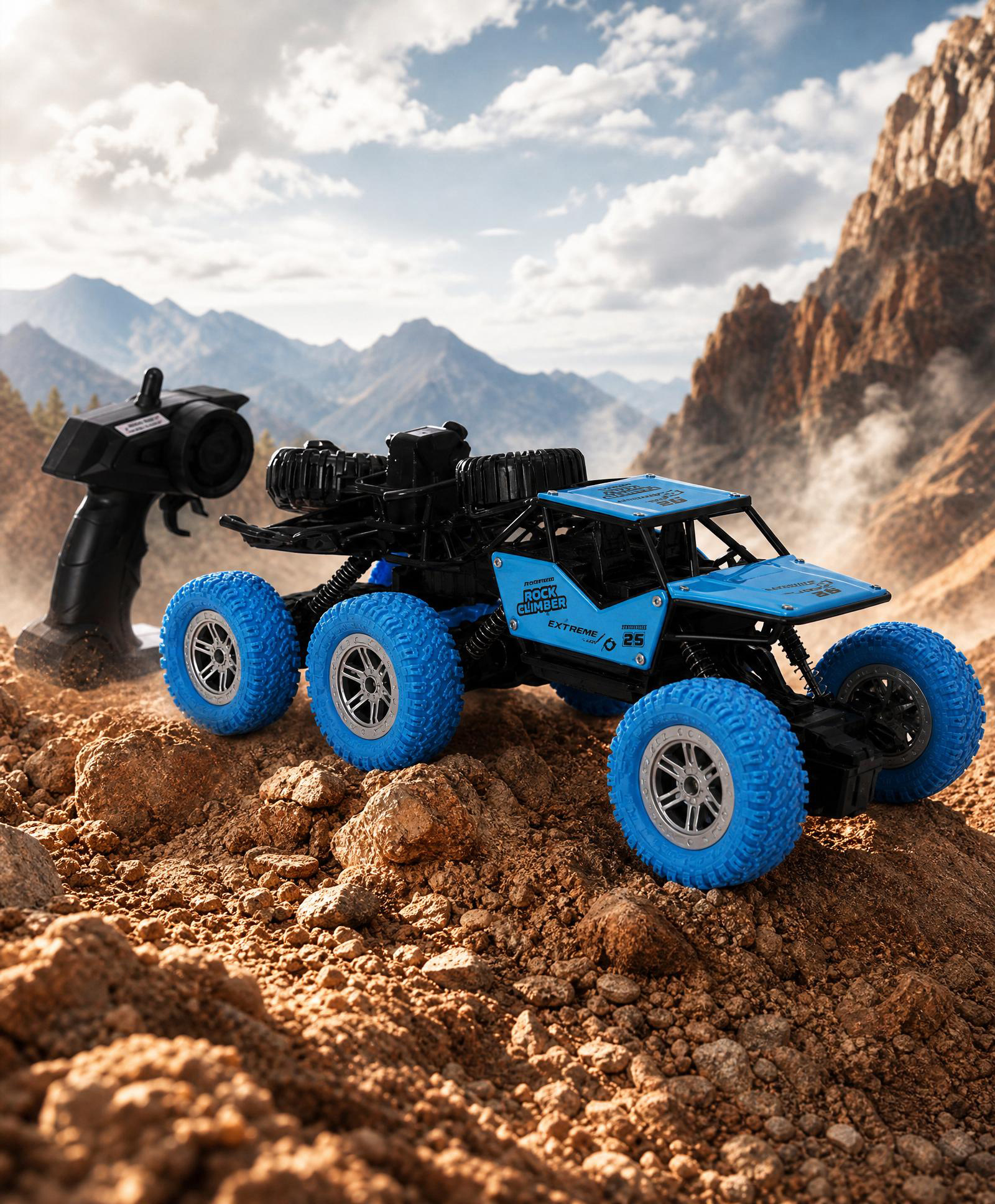 Babyhug Off Roader RC Car with Mist Smoke Spray - Blue| 6-Wheel Drive System| Monster Car Designed for All Terrain| 2.4 GHz Long Range Remote| Type-C Charging| Best Gift for 4+ Year Kids-image-12
