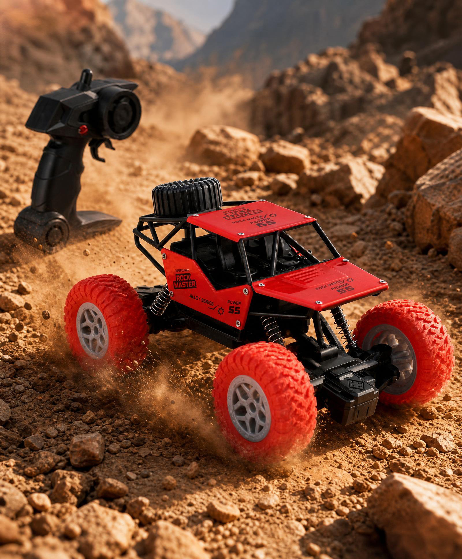 Babyhug Mud Master and Rechargeable RC Car - Red| 4-Wheel Drive System| Designed for All Terrain| Long Range 2.4 GHz Remote| BIS Certified| Gifting Toy| Type-C Charging| Best Gift for 4+ Year Kids-picture-11