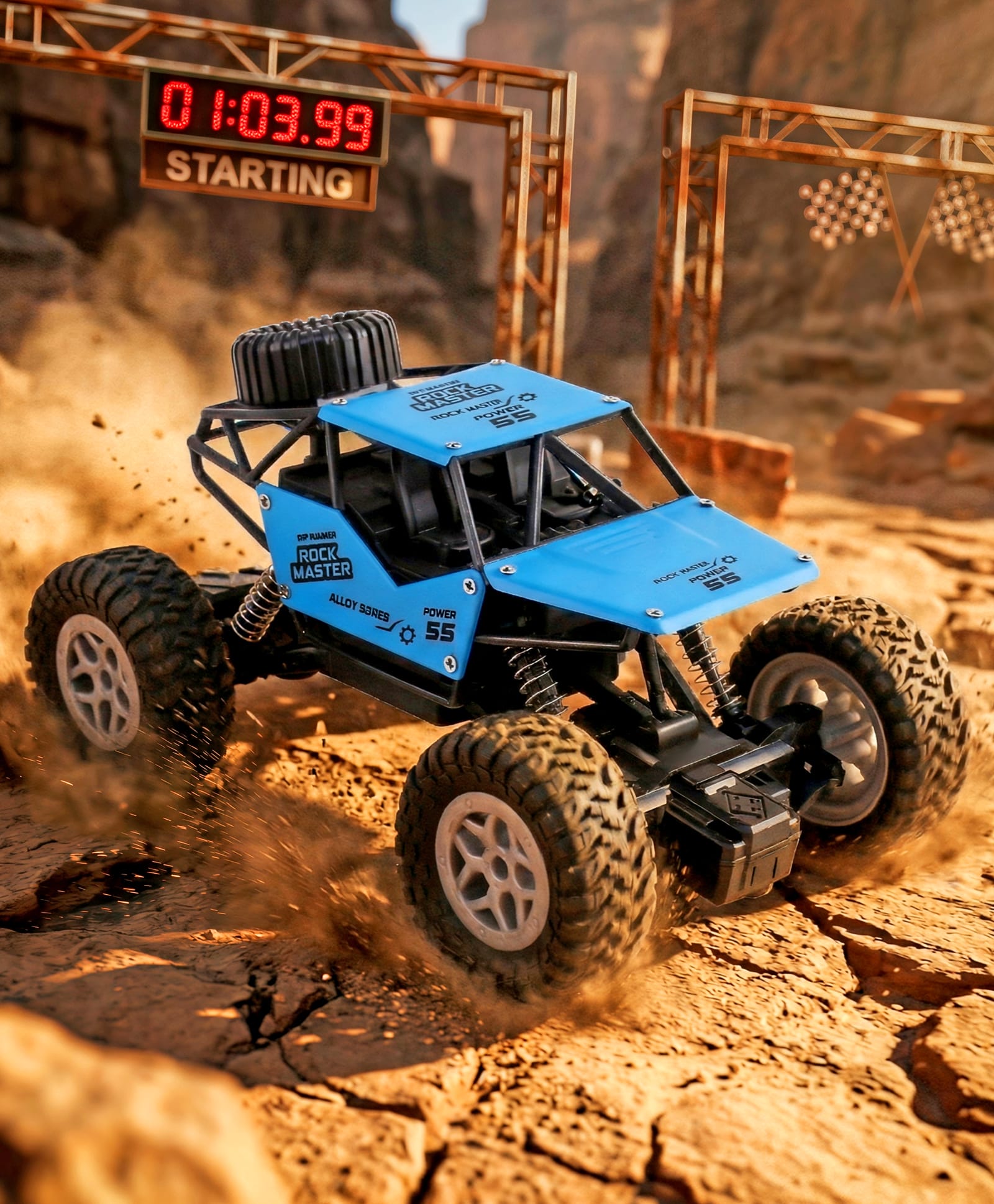 Babyhug Mud Master and Rechargeable RC Car - Blue| 4 wheel drive system| Designed for All Terrain| 2.4 GHz Long Range Remote| BIS certified| Gifting Toy | C Type Charging | Best Gift for 4+ year Kids-image-10