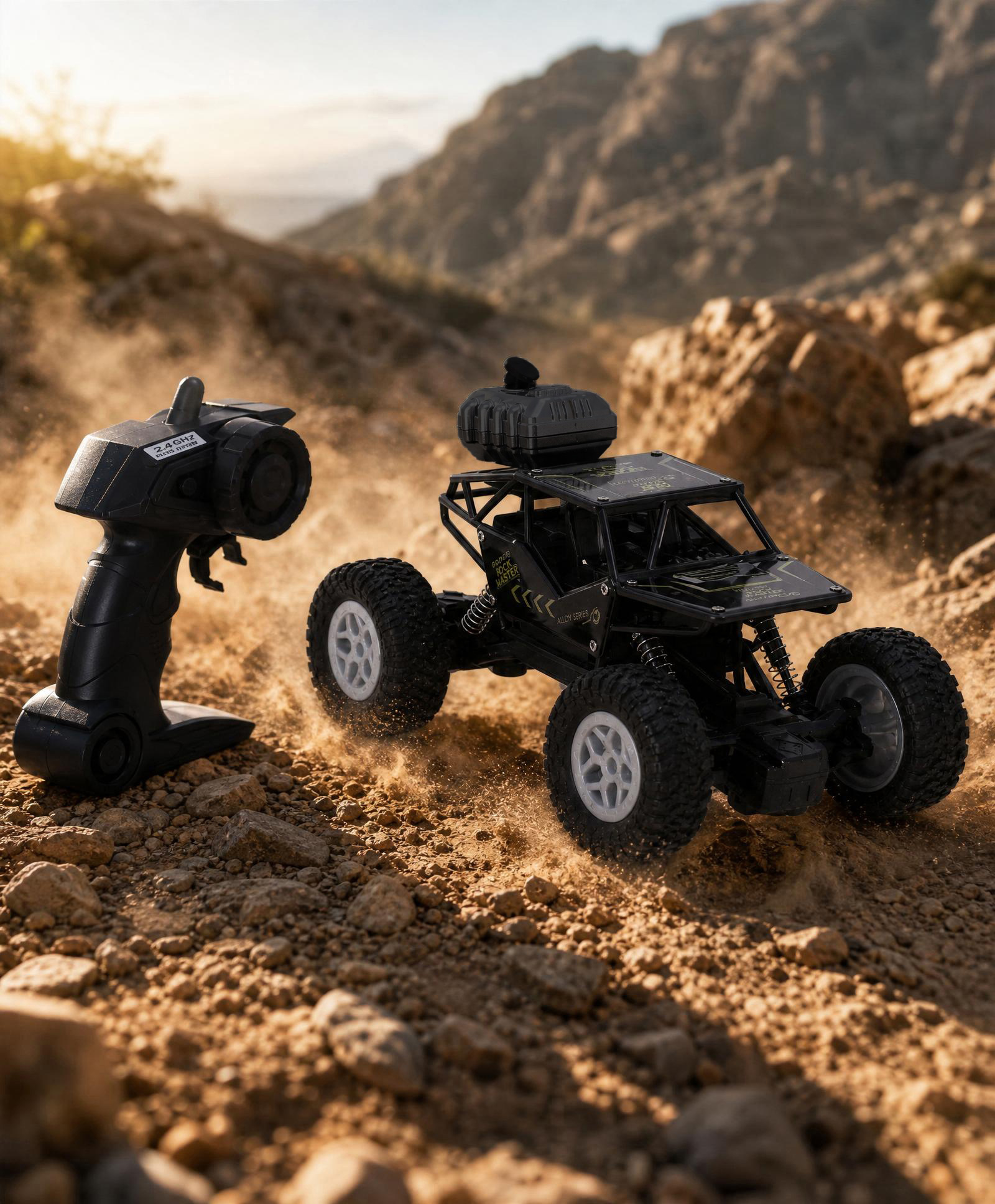 Babyhug Rock Crawler and Rechargeable RC Car - Black| 4-Wheel Drive System| All Terrain Design| Long Range 2.4 GHz Remote| Suspensions| BIS Certified| Type-C Charging| Best Gift for 4+ Year Kids-picture-10