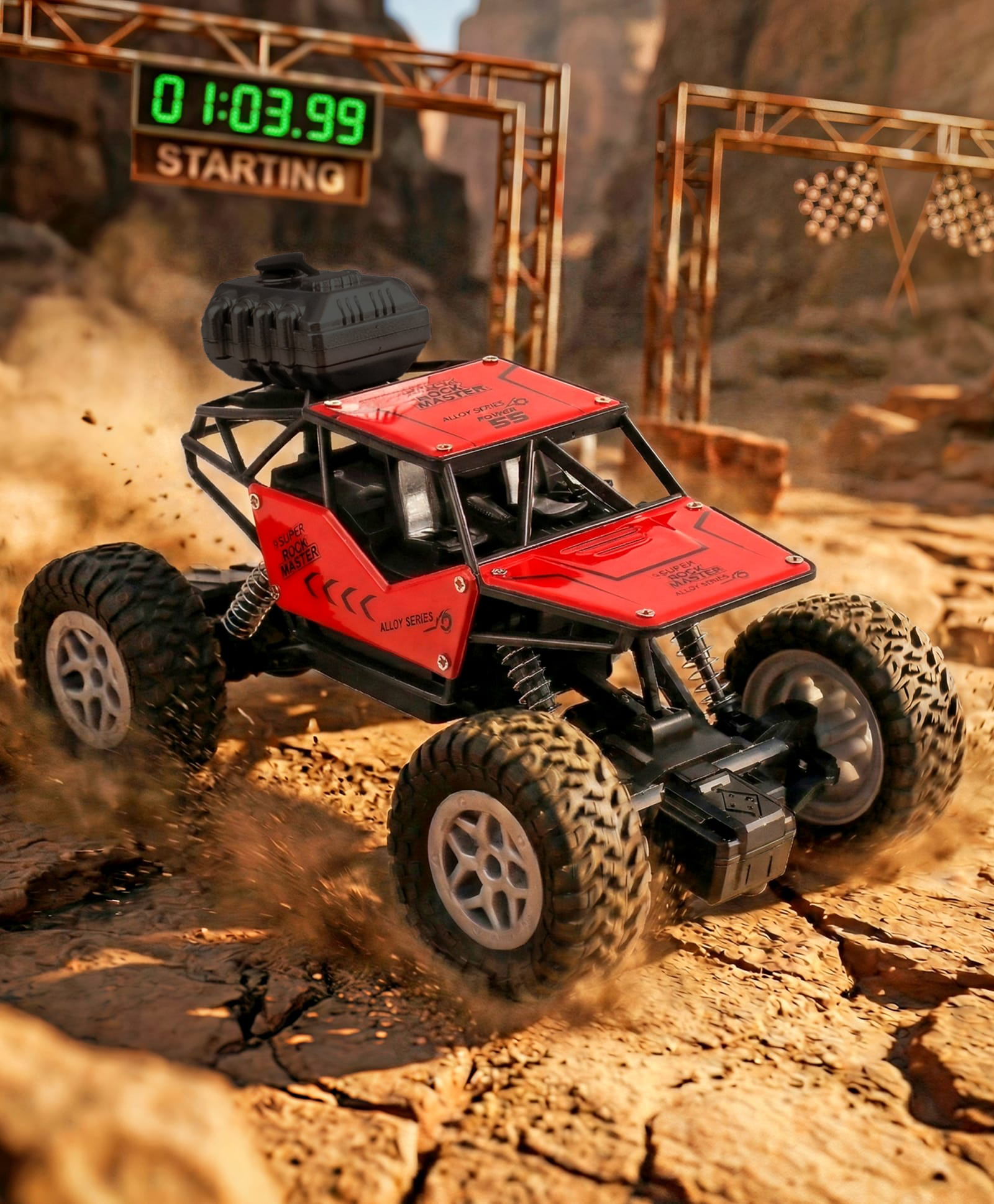 Babyhug Rock Crawler and Rechargeable RC Car - Red| 4 wheel drive system| Design for All Terrain| 2.4 GHz Long Remote| Shock Absorbers| BIS certified| Type C Charging | Gifting Toy for 4+ year Kids-picture-20