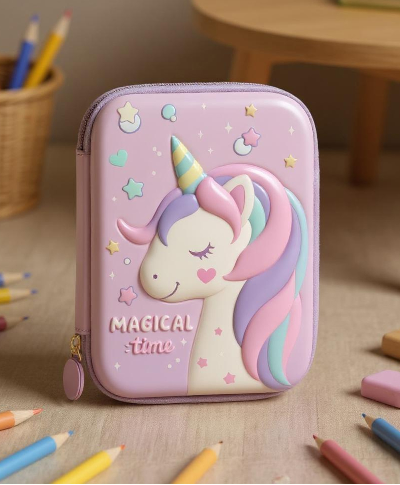 Famyo Pink Unicorn Pencil Box Hard Shell Pencil Case for Girls-image-30