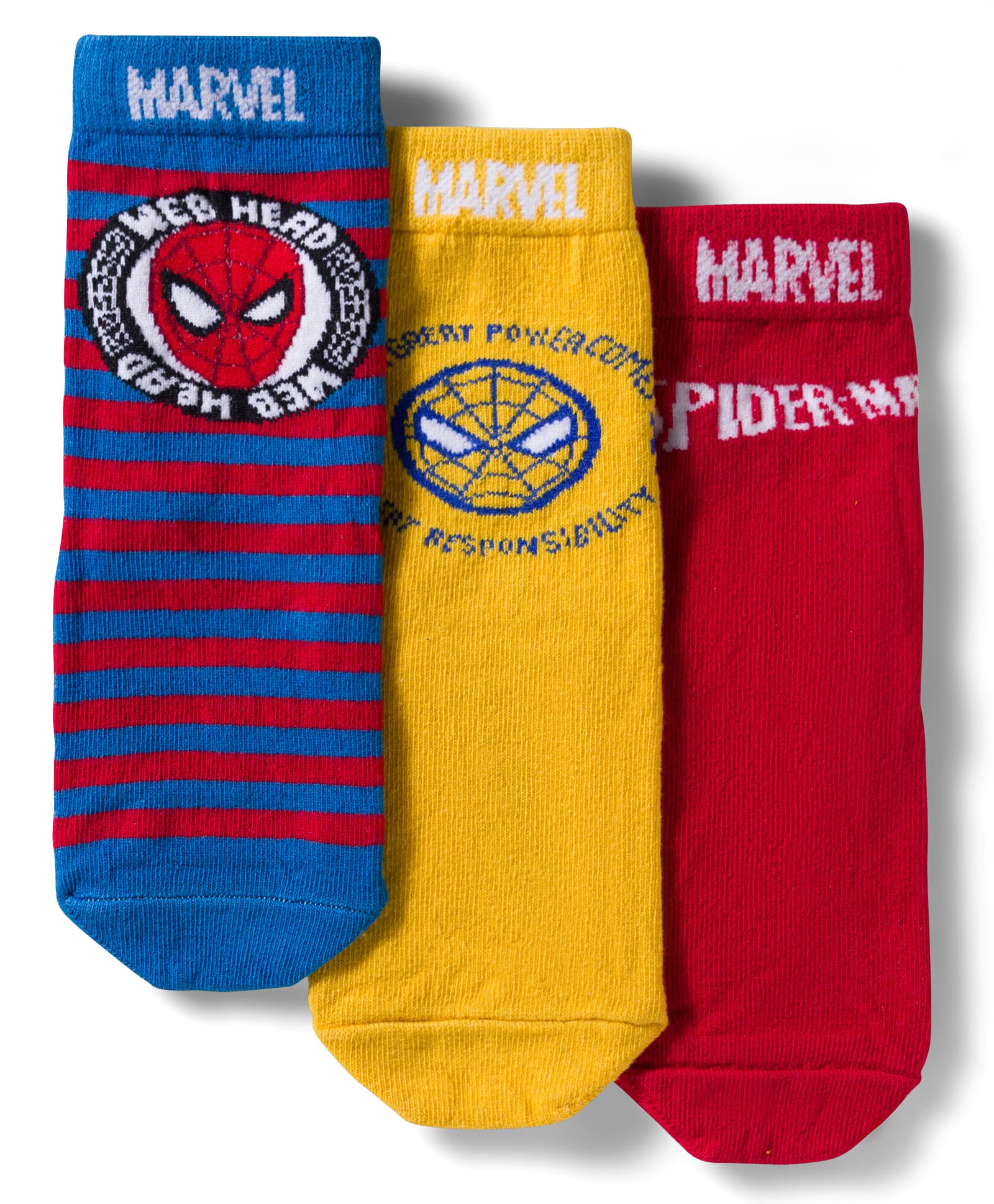 Pine Kids Marvel Non Terry Knit Ankle Length Anti Bacterial Socks With Spider-Man Graphics Pack of 3 - Red Yellow & Blue-picture-18