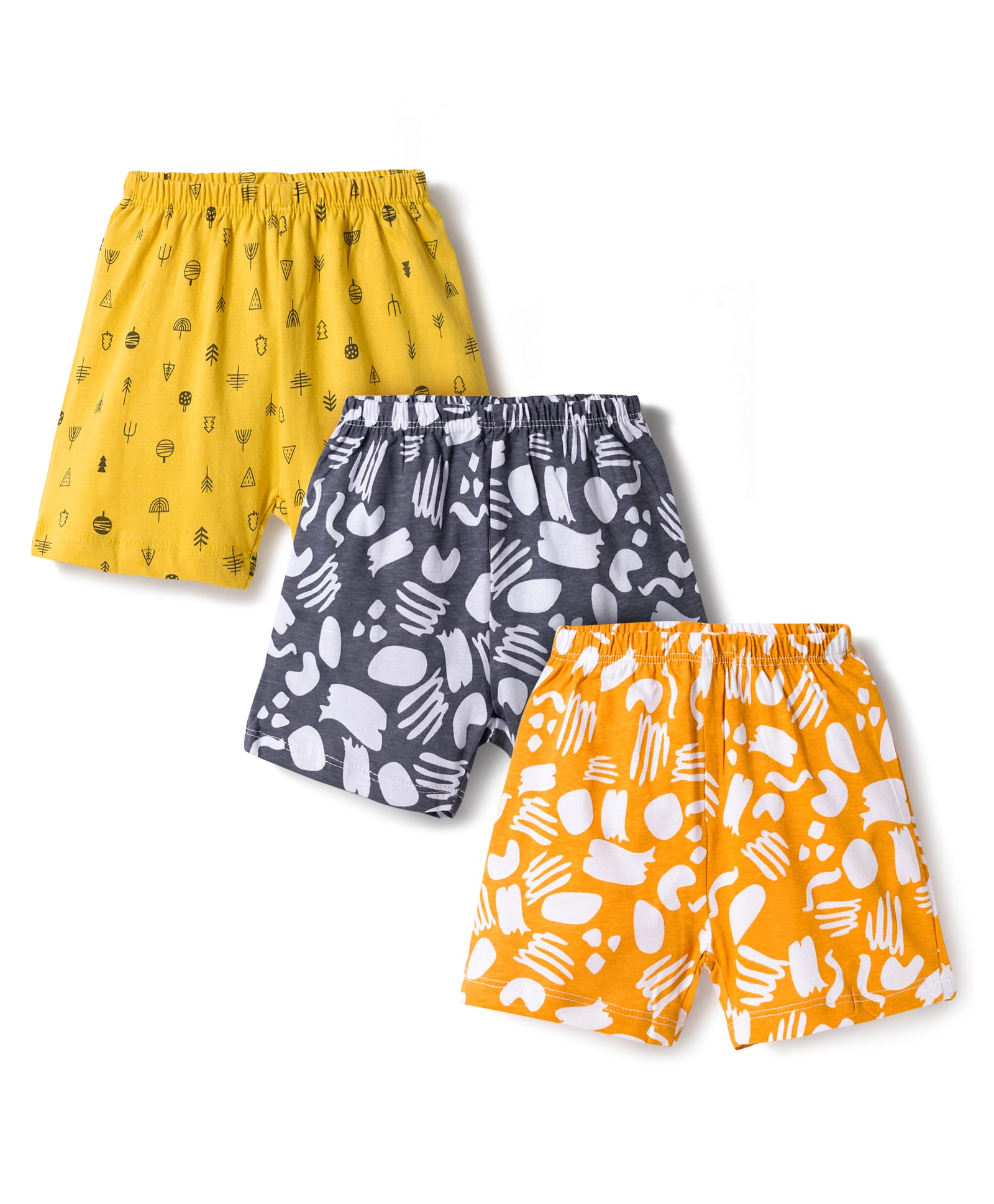 OHMS Single Jersey Knit Printed Shorts Pack of 3 - Yellow Orange & Charcoal Grey-picture-24