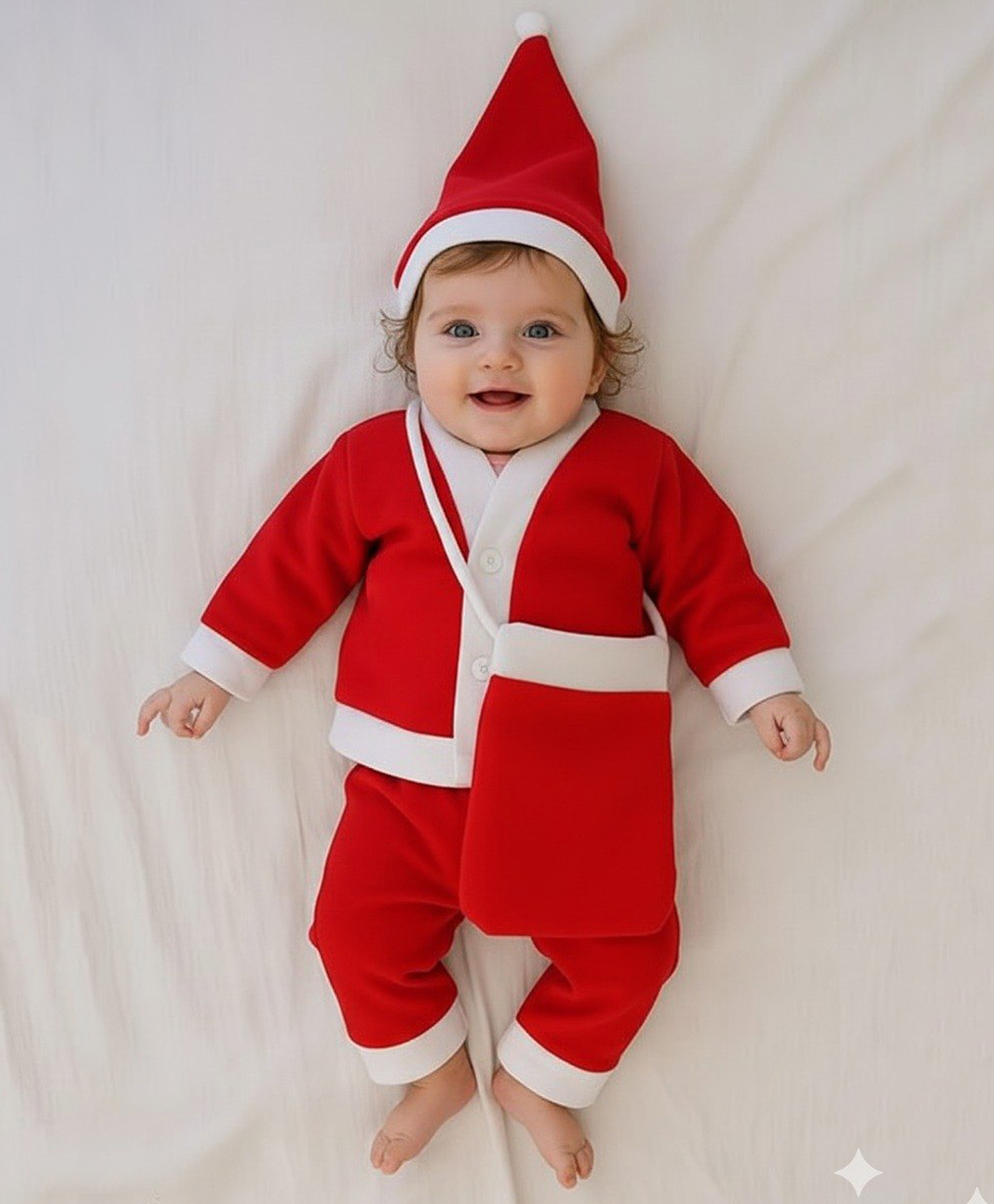 BookMyCostume Fleece Full Sleeves Santa Claus Costume Set With Goodies Bag - Red & White