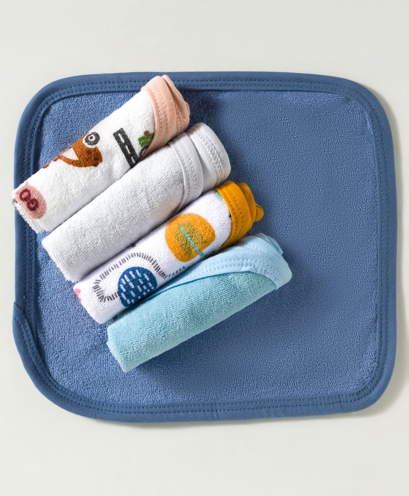OHMS Terry Knit Hand & Face Towels with Jungle Theme Print Pack of 5 L 21 x B 21 cm - Multicolor-image-28