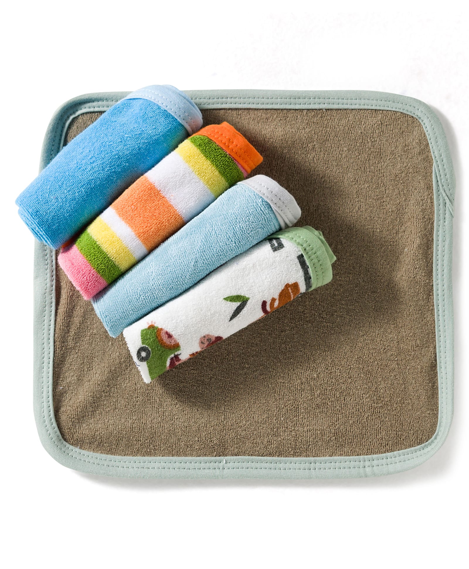 OHMS Terry Knit Hand & Face Towels with Dino Print Pack of 5 L 21 x B 21 cm - Multicolor-picture-16