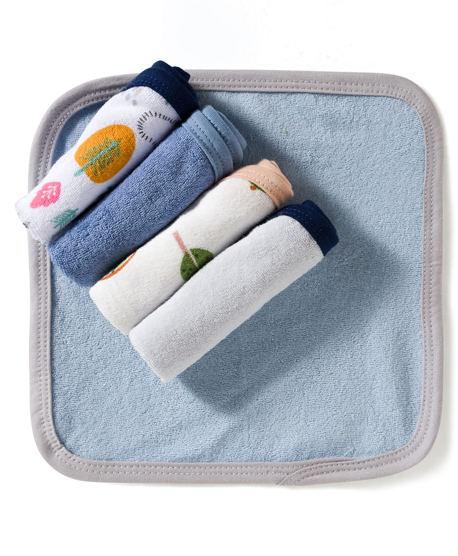 OHMS Terry Knit Hand & Face Towels with Jungle Theme Print Pack of 5 L 21 x B 21 cm - Multicolor-image-27