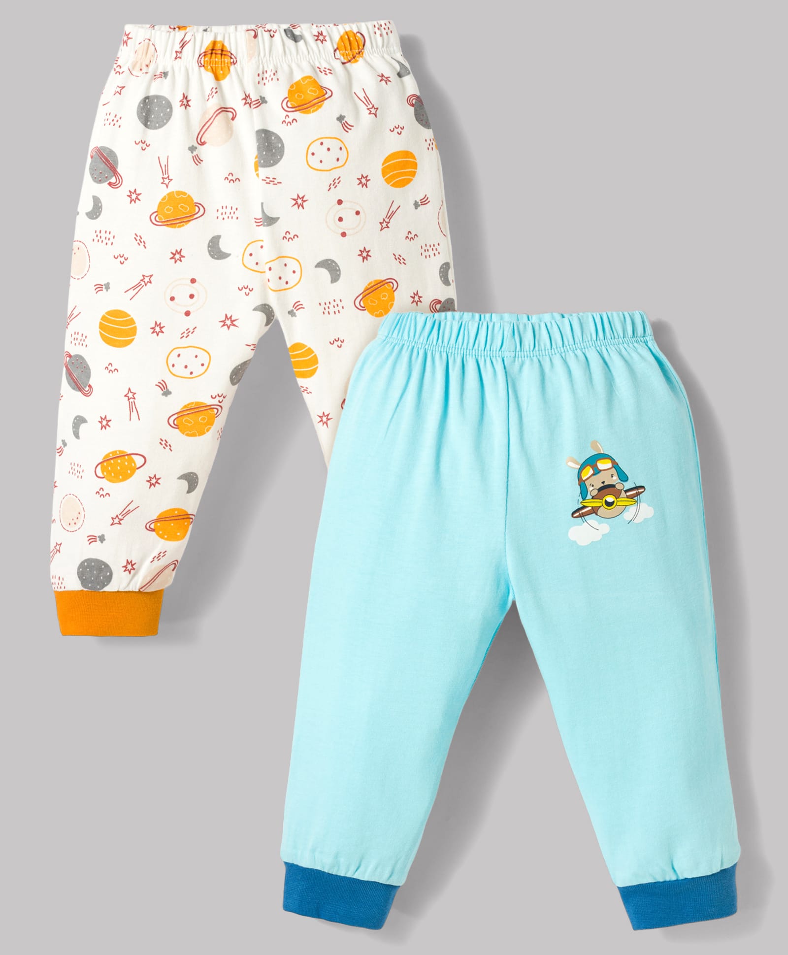 OHMS Single Jersey Knit Full Length Lounge Pants with Space Theme Print Pack of 2 - Multicolor-picture-14
