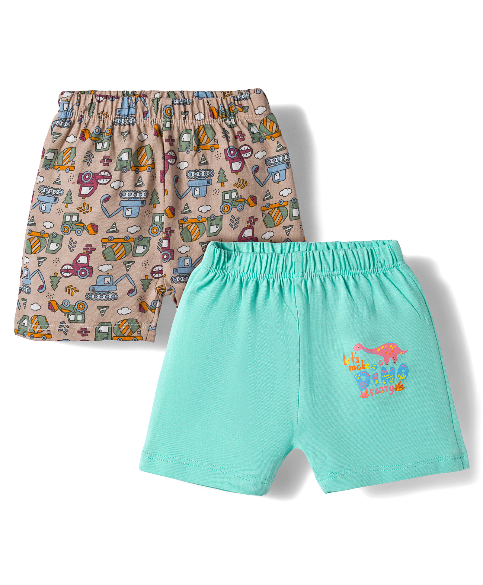 OHMS Single Jersey Knit Above Knee Length Shorts with Jungle Theme Print Pack of 2 - Multicolor-picture-23