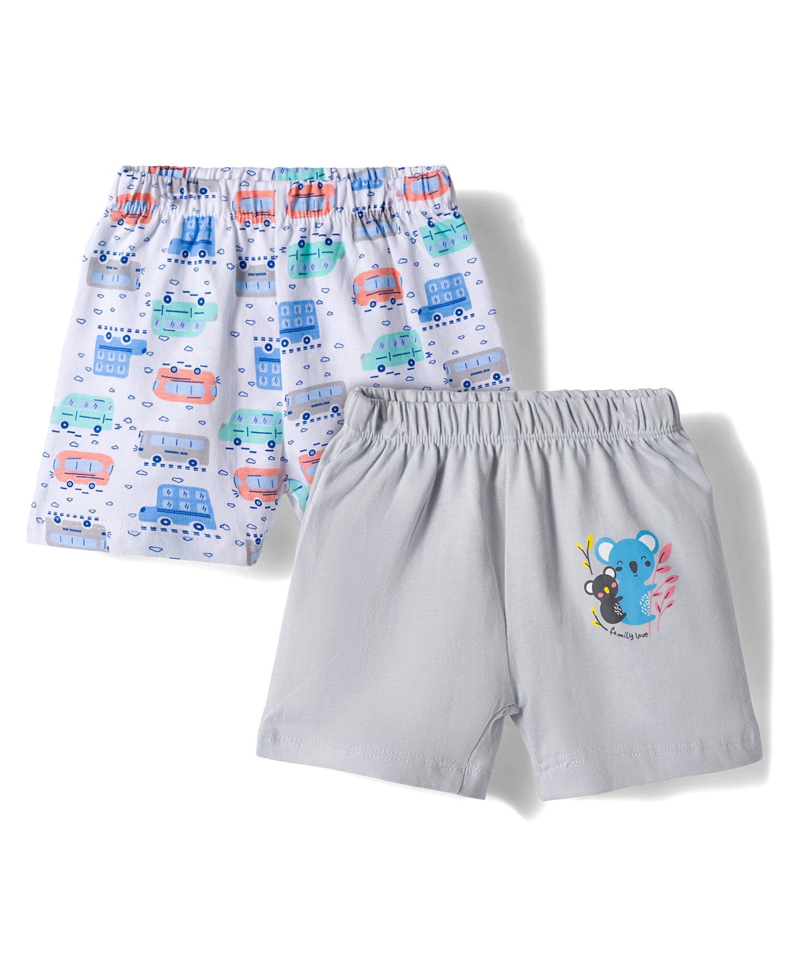 OHMS Single Jersey Knit Above Knee Length Shorts with Vehicle Print Pack of 2 - Multicolor-picture-19