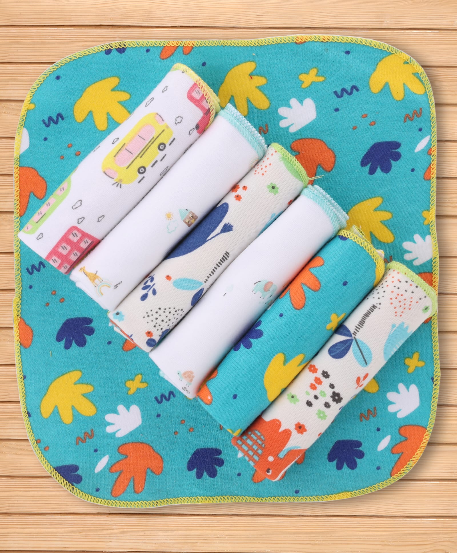 OHMS Interlock Knit Printed Hand & Face Towels Pack Of 2 L 23 x B 21 cm - Multicolour-image-29