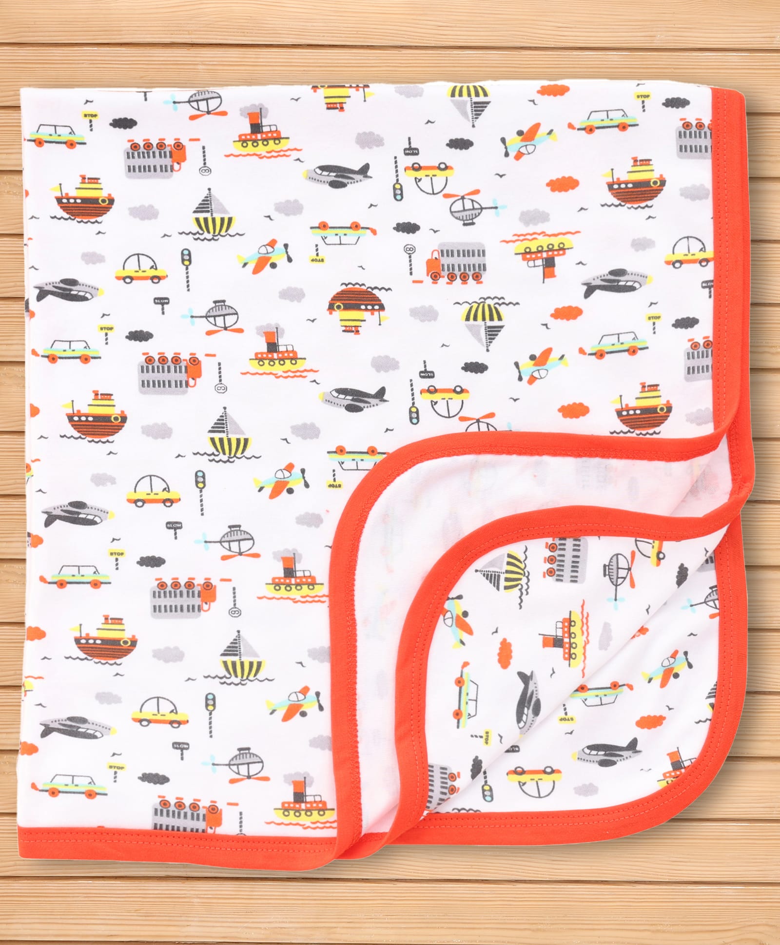 OHMS Interlock Knit Nautical Theme Printed Towel L 76 x B 72 cm - Red-picture-23