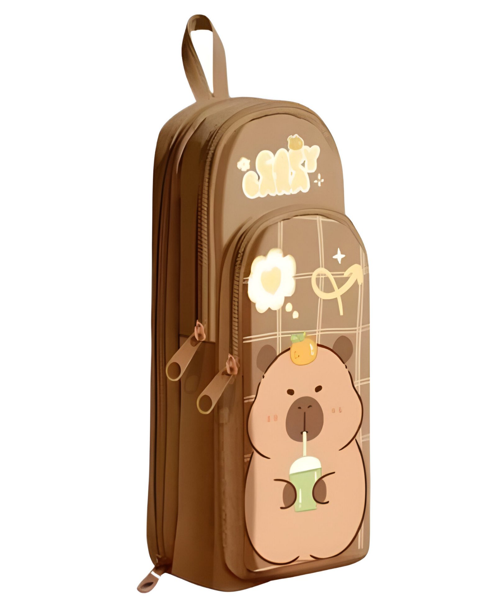 SCHOOLISH Cute Capybara Pencil Pouch with 3 Compartments Multifunctional Stationery Organizer for School Office Students Stationery Pouch Cosmetic Zip Pouch Bag Pack of 1- Color May Vary-image-3