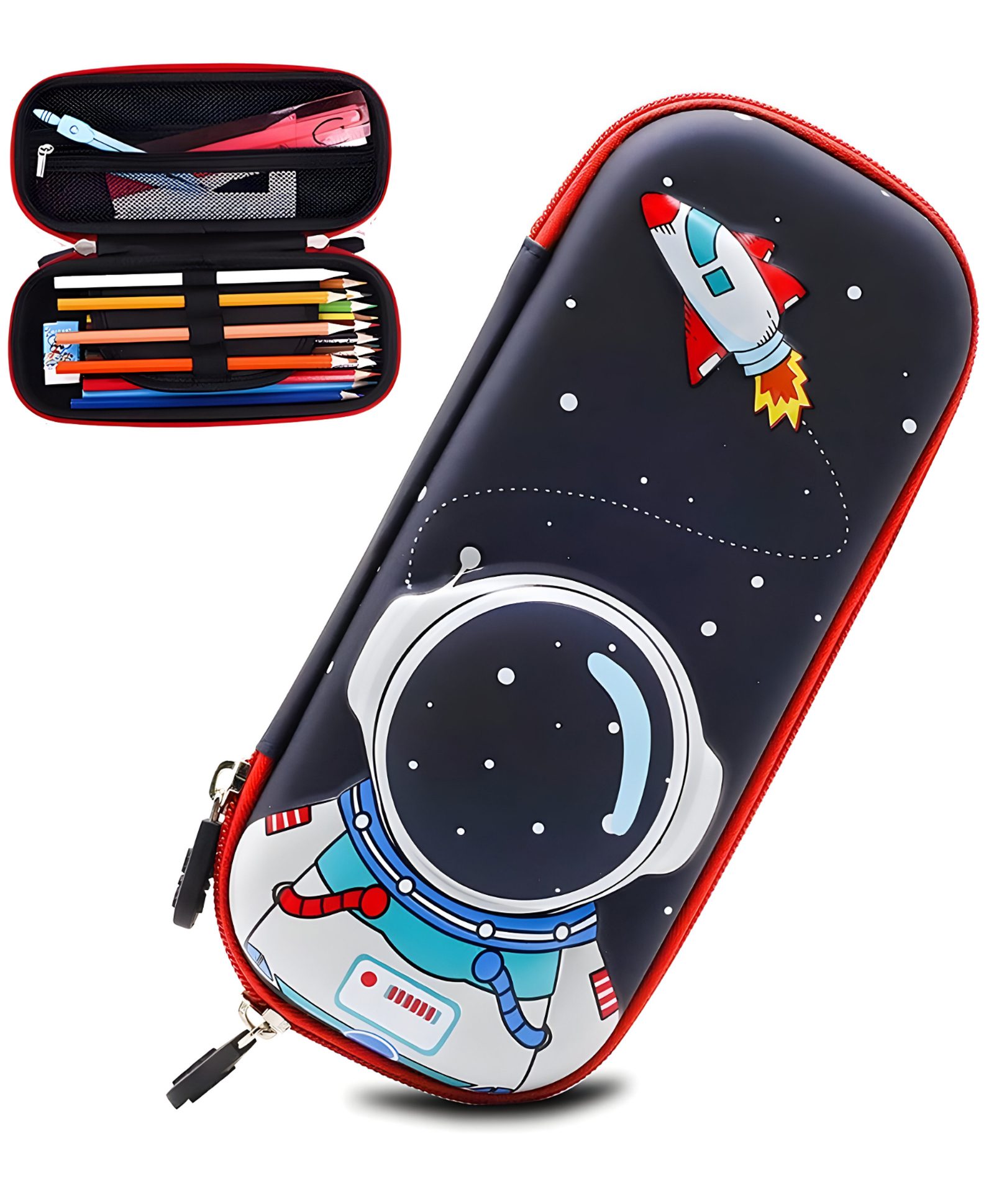 SCHOOLISH 3D Eva Galaxy Printed Pencil Case with Multiple Compartments /Students Stationery Box Pack of 1- Color May Vary-image-3
