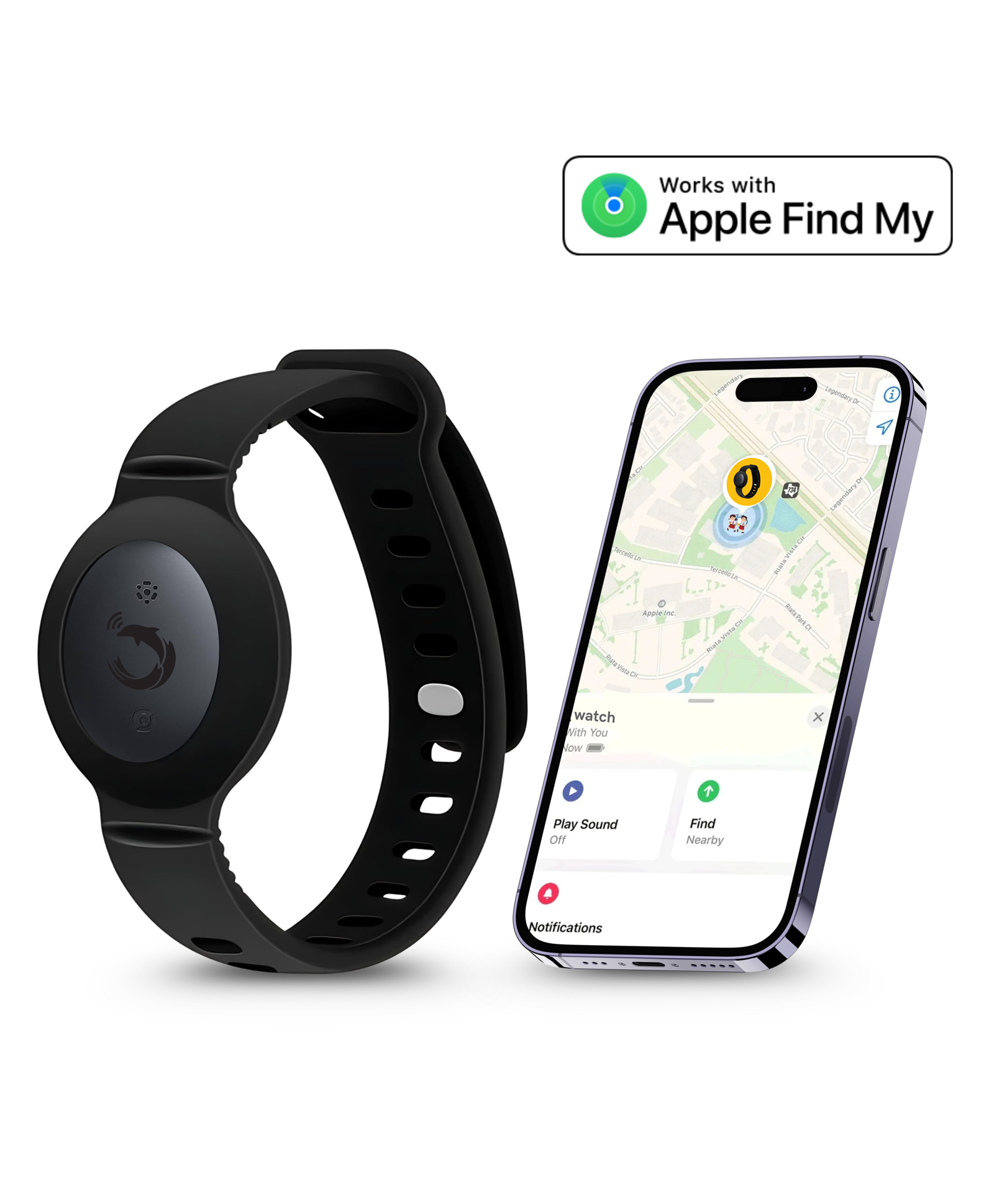 tag8 Kids Wristband with Built-In GPS Tracker, Adjustable Anti-Lost Bracelet for Toddlers, Children & Elders, Soft Protective Watch-Style Band, Compatible Only with iOS Devices - Black-picture-3