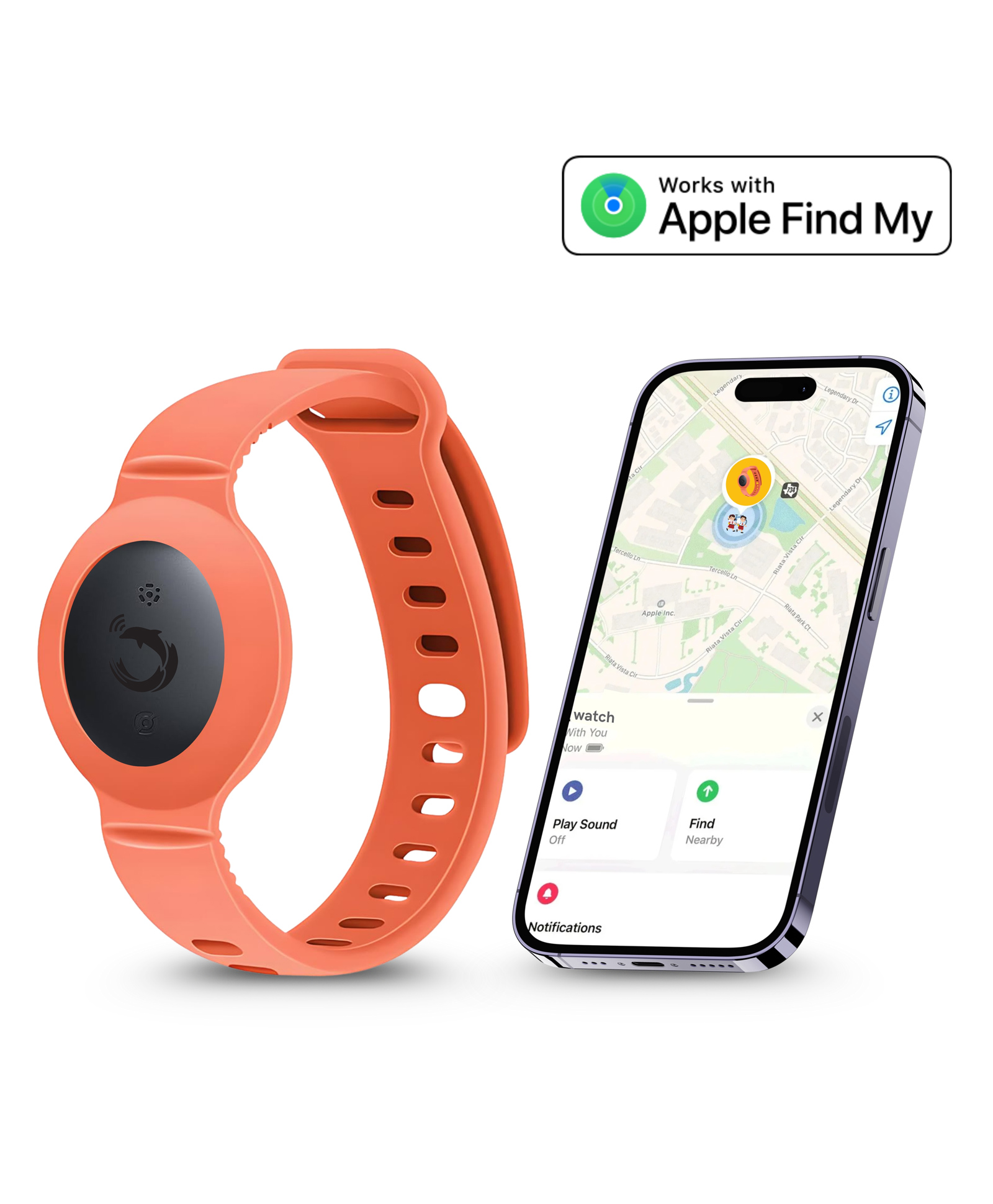tag8 Kids Wristband with Built-In GPS Tracker, Adjustable Anti-Lost Bracelet for Toddlers, Children & Elders, Soft Protective Watch-Style Band, Compatible Only with iOS Devices - Orange-picture-42