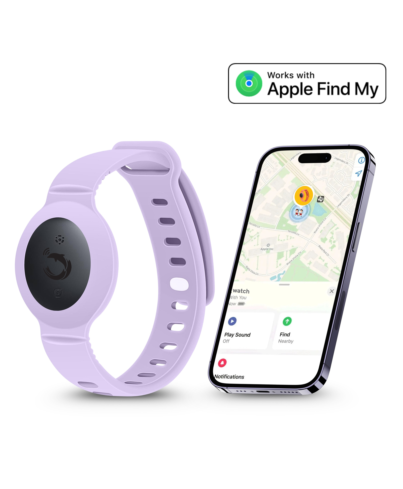 tag8 Kids Wristband with Built-In GPS Tracker, Adjustable Anti-Lost Bracelet for Toddlers, Children & Elders, Soft Protective Watch-Style Band, Compatible Only with iOS Devices - Purple-picture-2