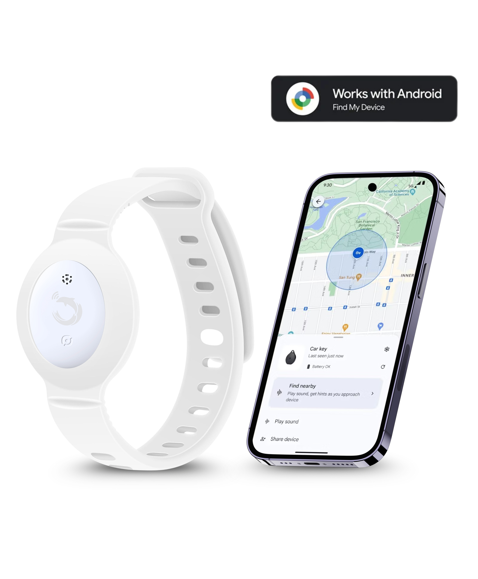 tag8 Kids Wristband with Built-In GPS Tracker, Adjustable Anti-Lost Bracelet for Toddlers, Children & Elders, Soft Protective Watch-Style Band, Compatible Only with Android Devices - White-picture-4