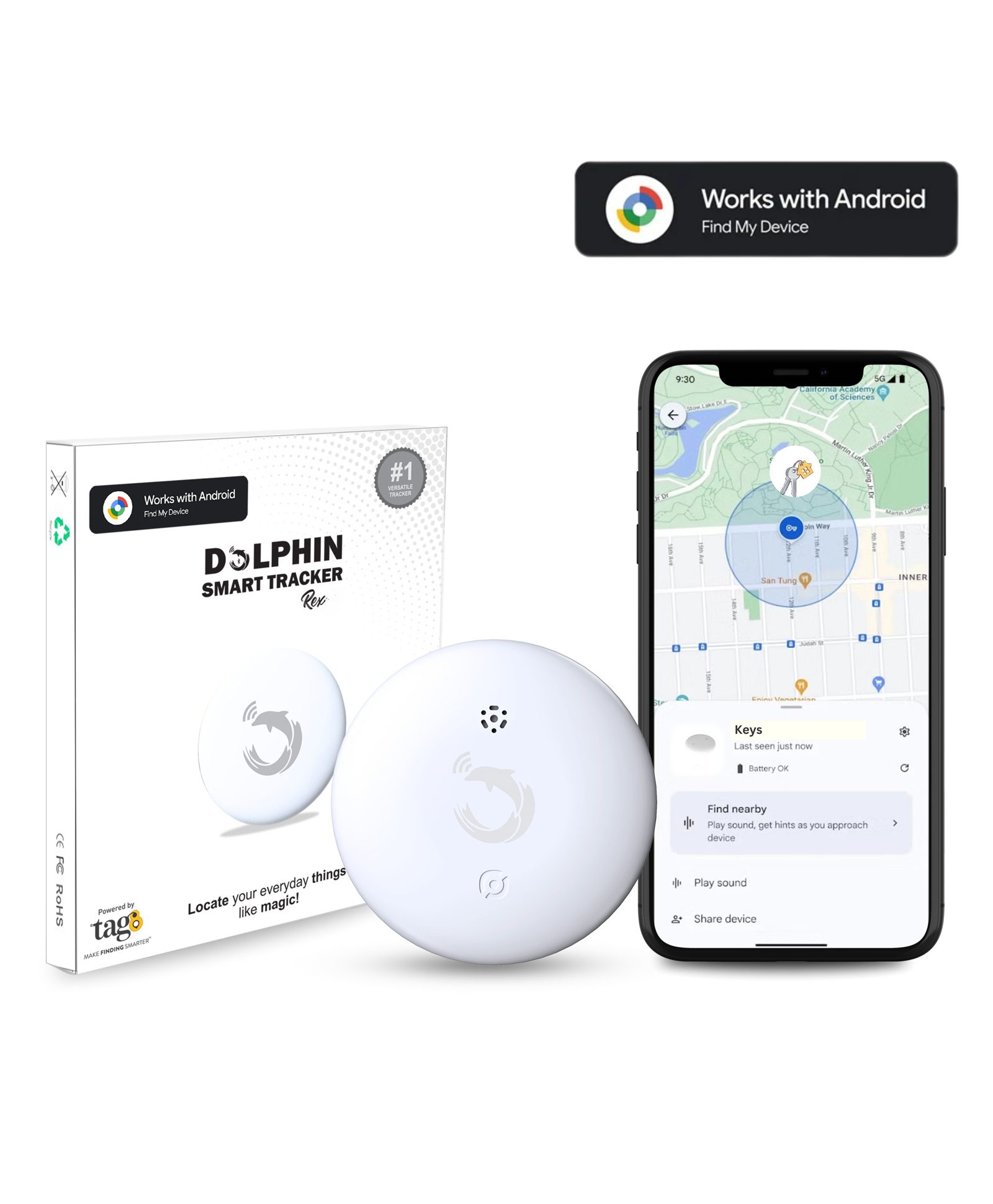 tag8 Rex Tags Item Finders Work with Android Find My Device App (Android Only). Tracker Tags for Keys, Luggage, Backpack, Pets etc, Waterproof Rex tag-image-18