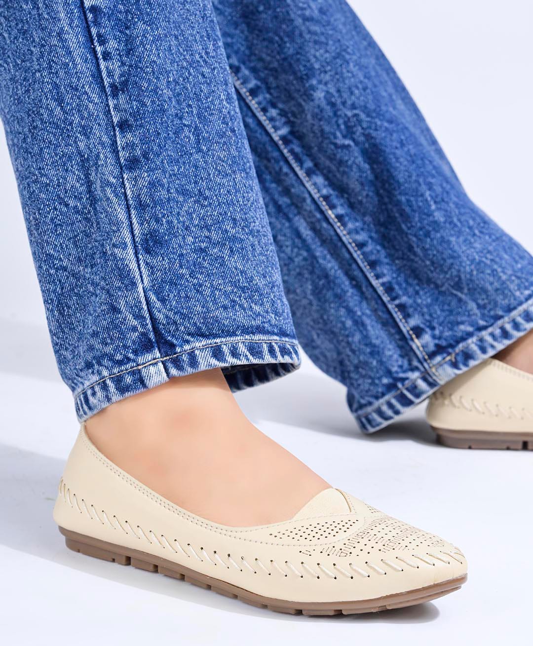 Shoetopia Abstract Designed Loafers - Cream-picture-12