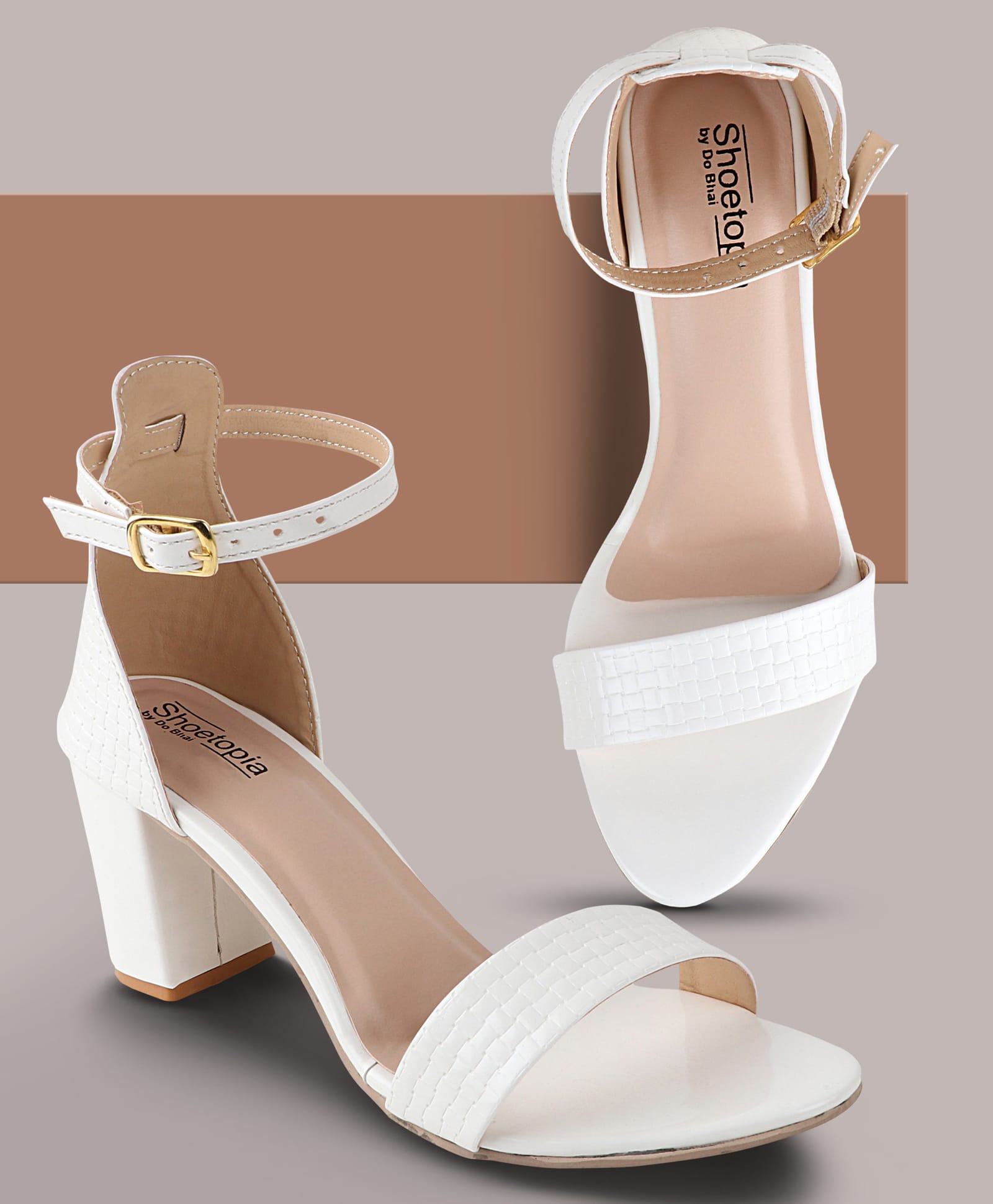 Shoetopia Solid Buckle Closure Heel Sandals - White-picture-30
