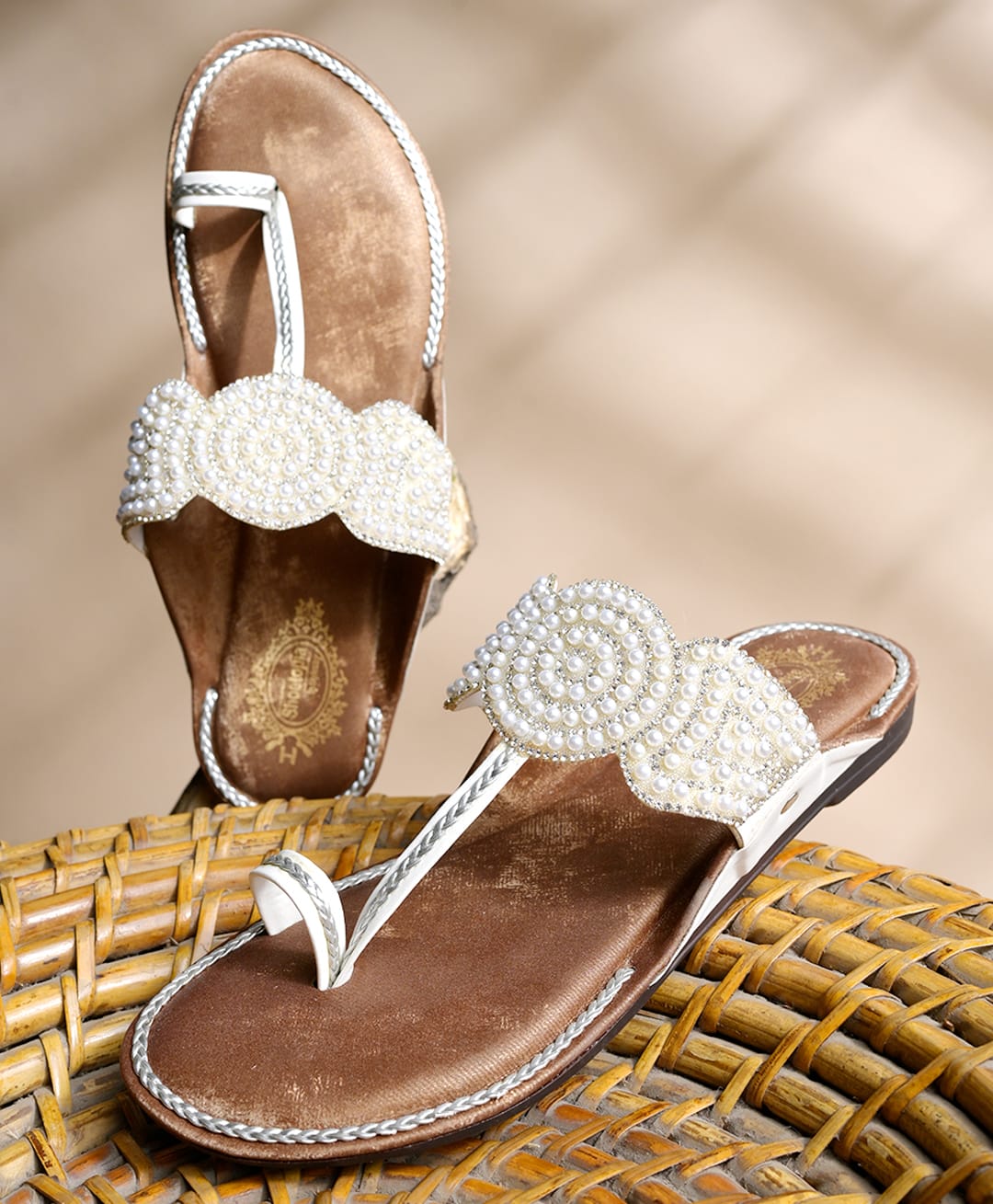 Shoetopia Pearls & Stone Embellished Sandals - White-picture-15