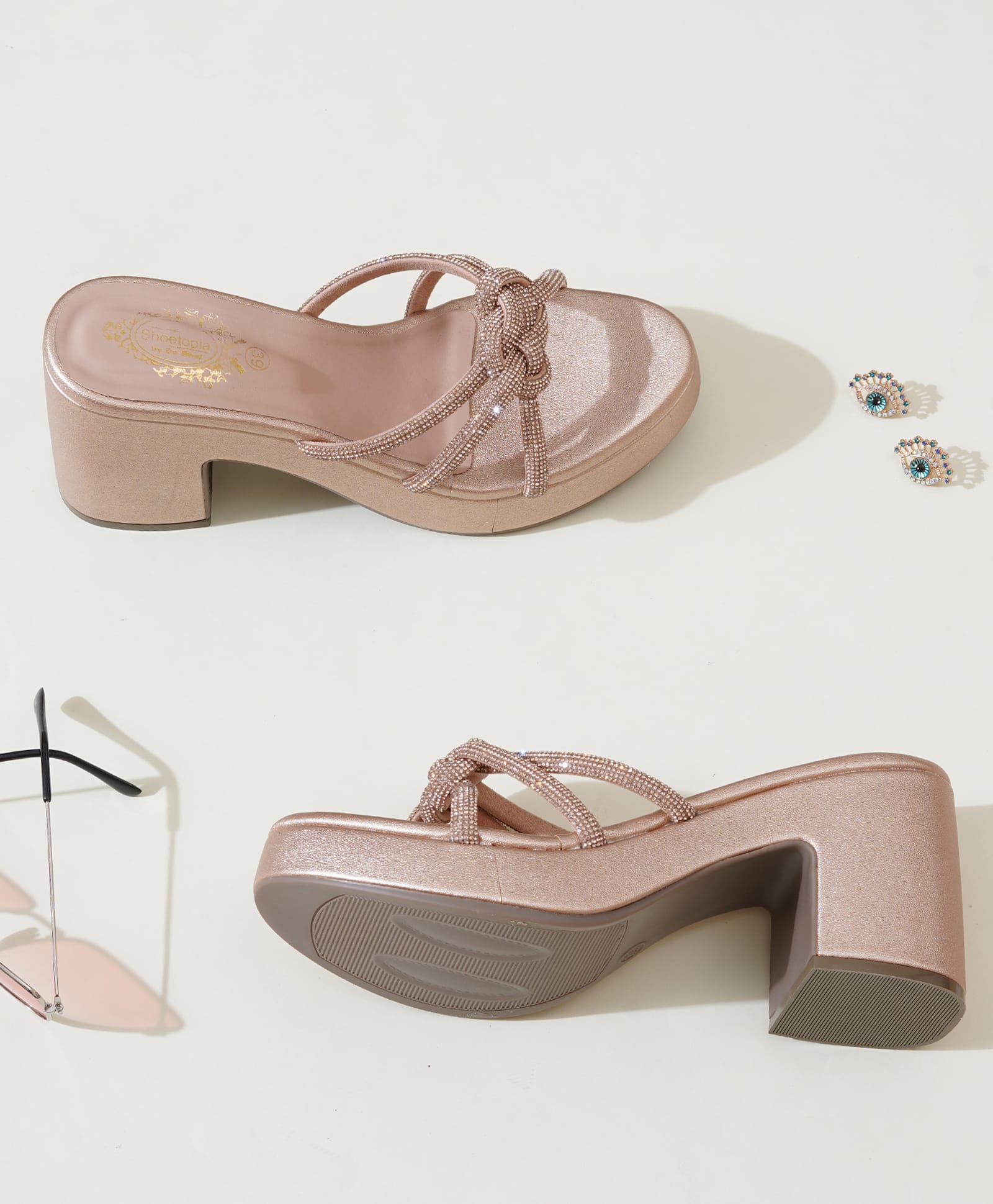 Shoetopia Stone Embellished Mary Jane Pumps - Golden-picture-16