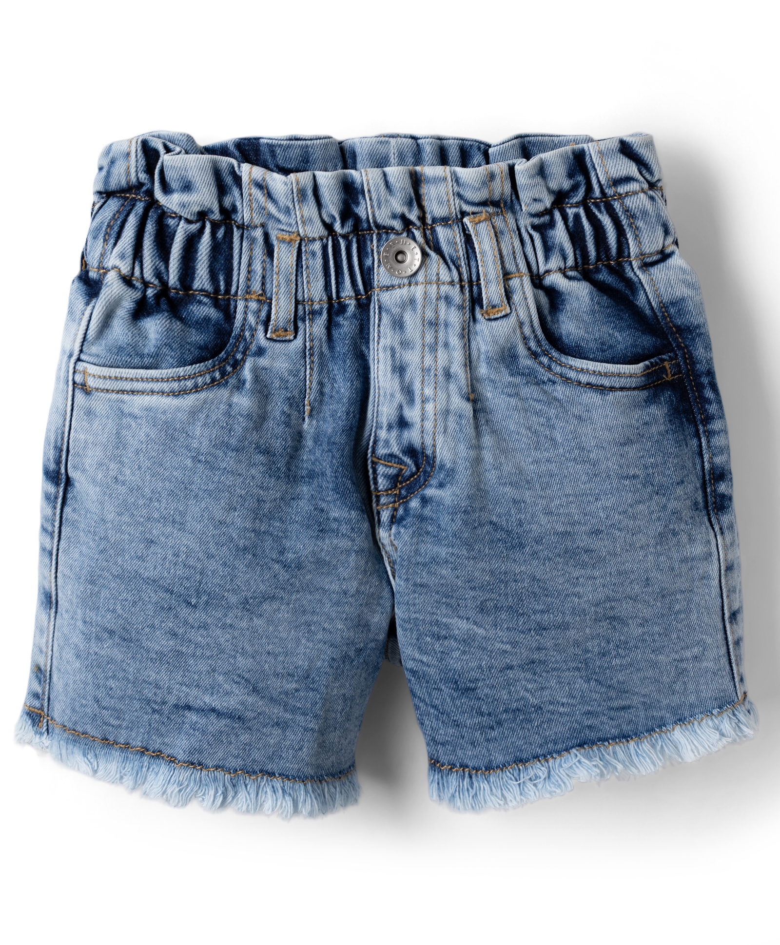 UCB Cotton Lycra Woven Knee Length Washed Denim Shorts - Blue-image-49