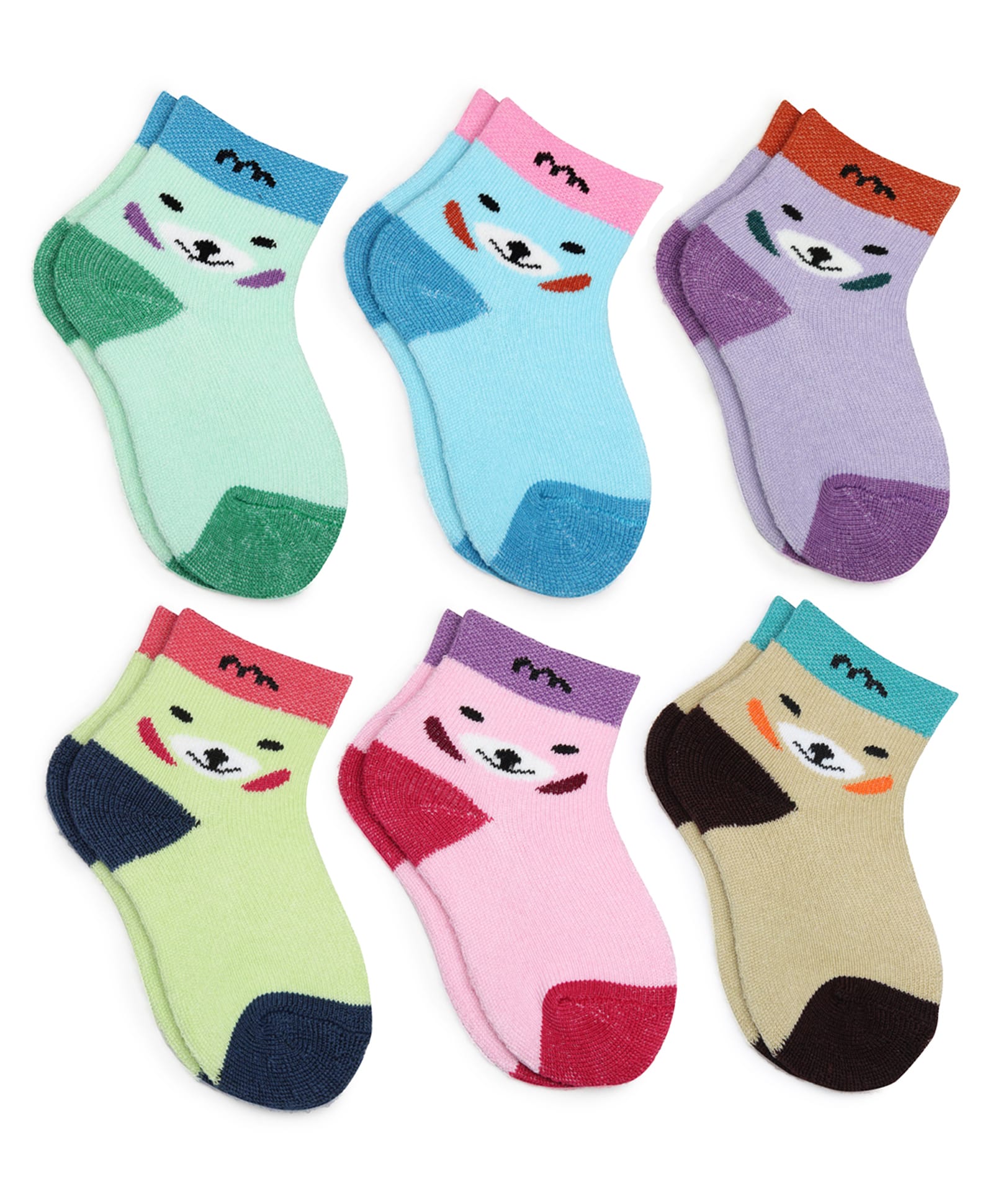 Neska Moda Cotton Elastane Knit Pack Of 6 Animal Designed Socks - Multi Colour-picture-36
