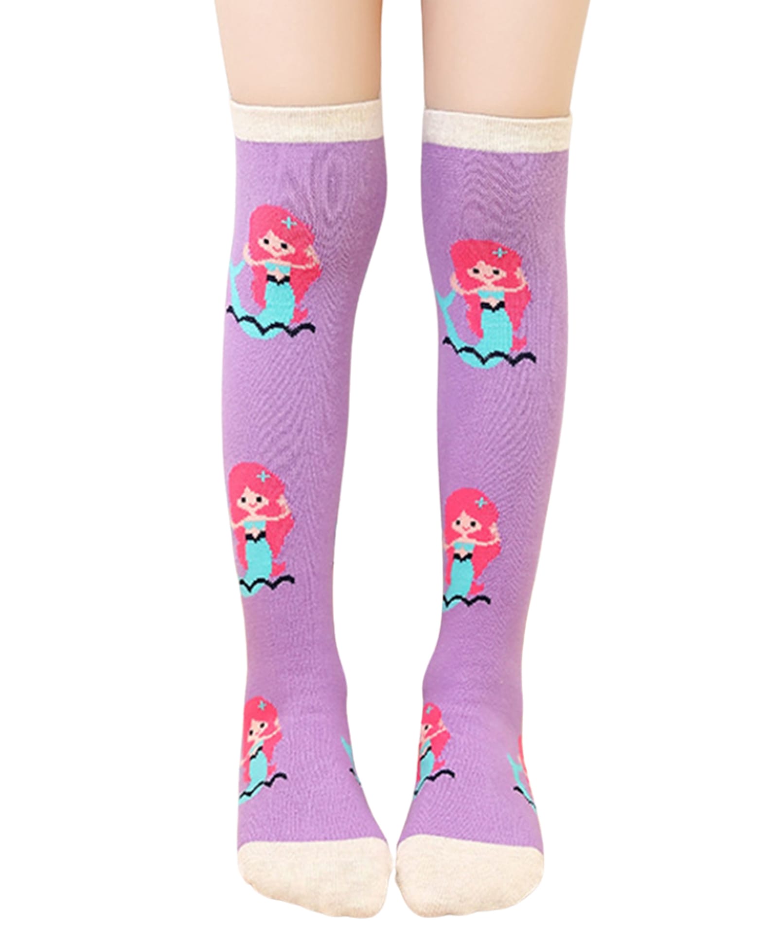 Neska Moda Mermaid Printed Socks - Purple-image-32