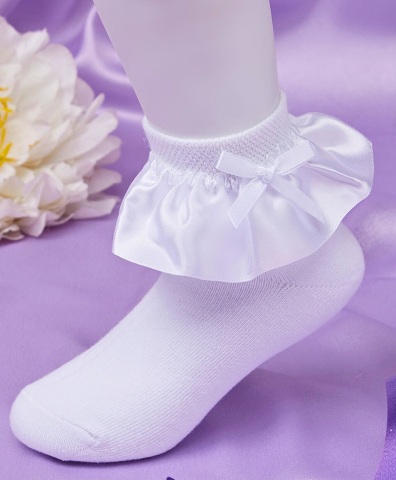 Neska Moda Cotton Elastane Knit Frill Detailed Socks - White-picture-14