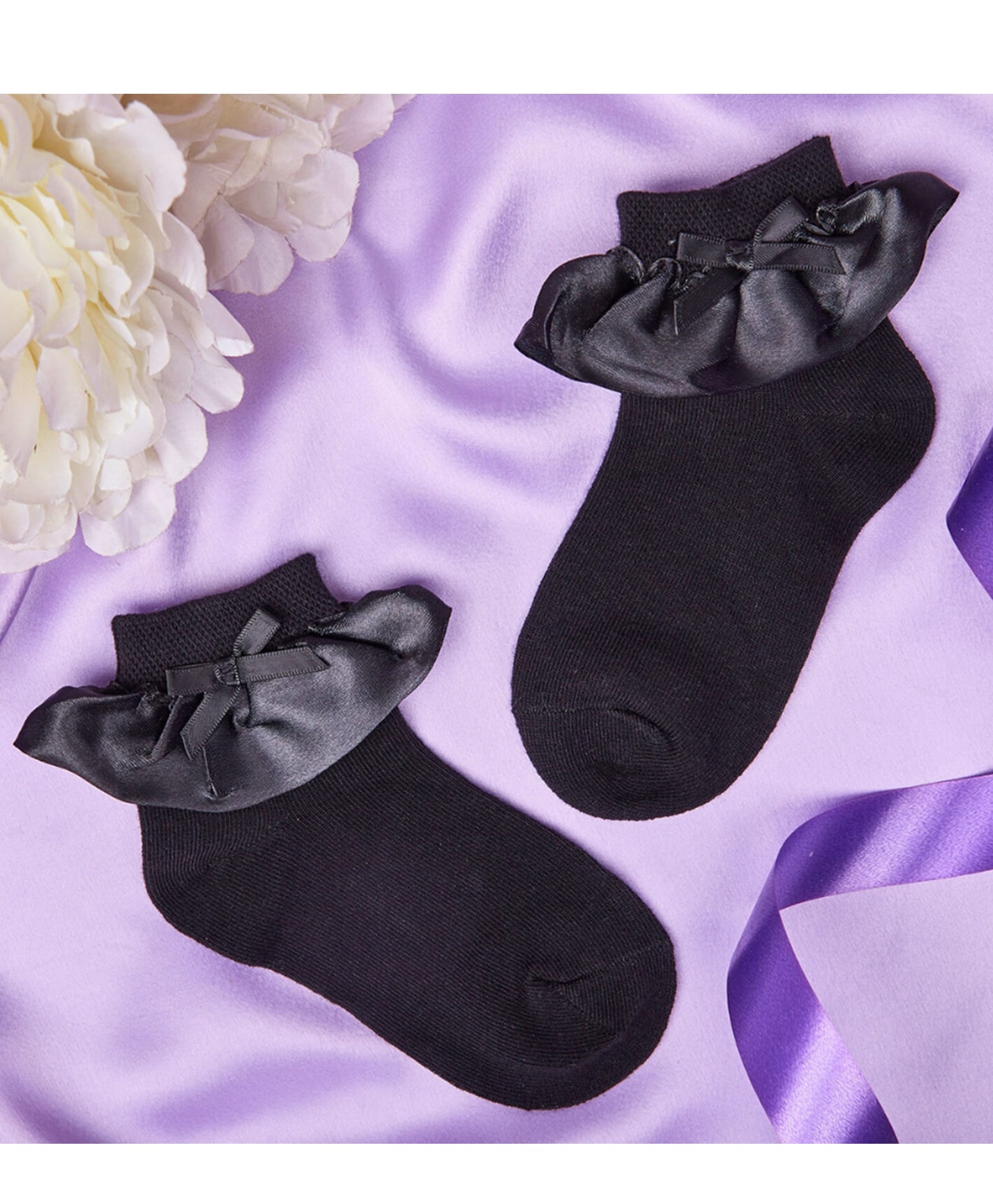 Neska Moda Cotton Elastane Knit Frill Detailed Socks - Black-image-31
