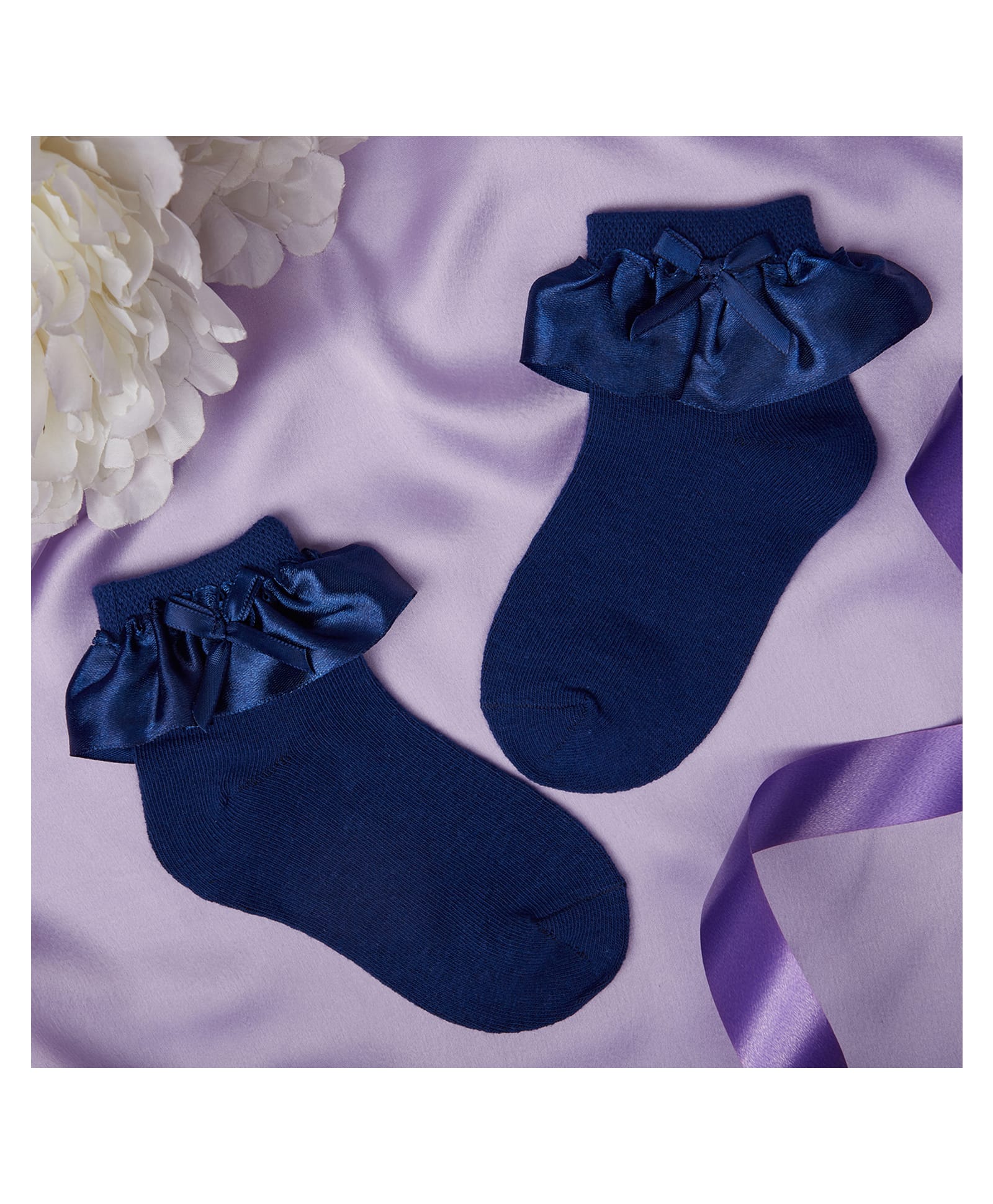 Neska Moda Cotton Elastane Knit Frill Detailed Socks - Royal Blue-picture-38