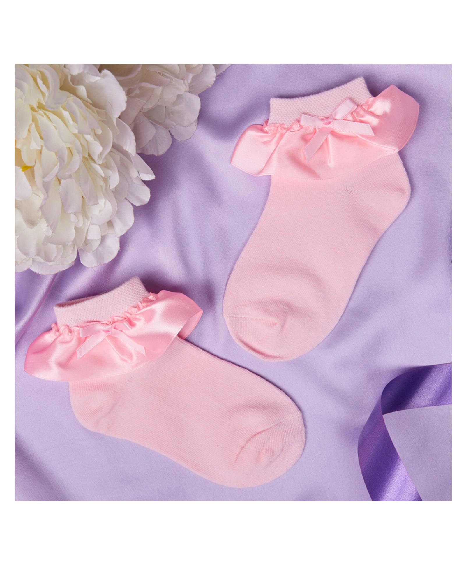 Neska Moda Cotton Elastane Knit Frill Detailed Socks - Baby Pink-picture-11