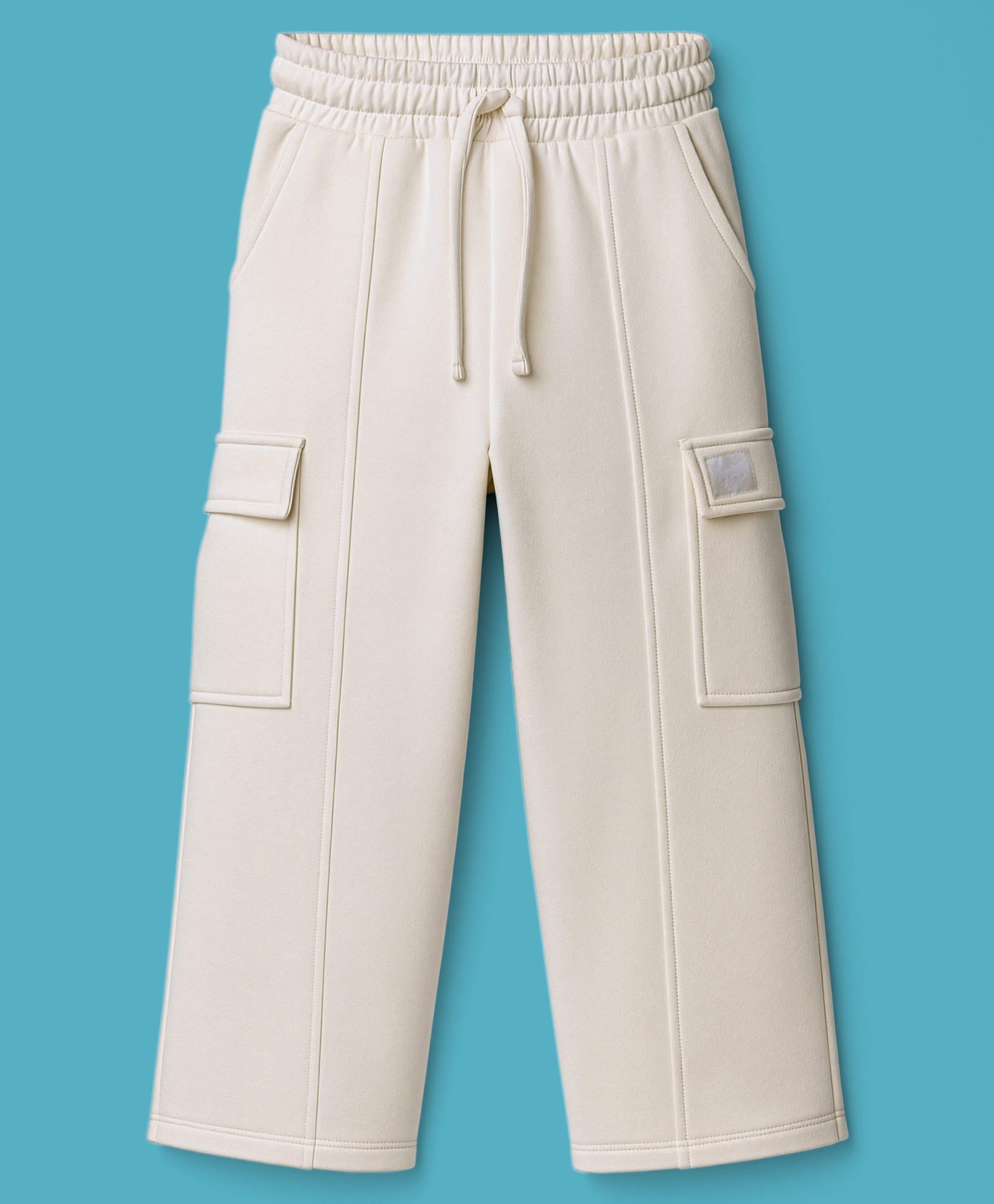 UCB Viscose Cotton Knit Full Length Solid Colour Trouser With Pocket - White-image-19
