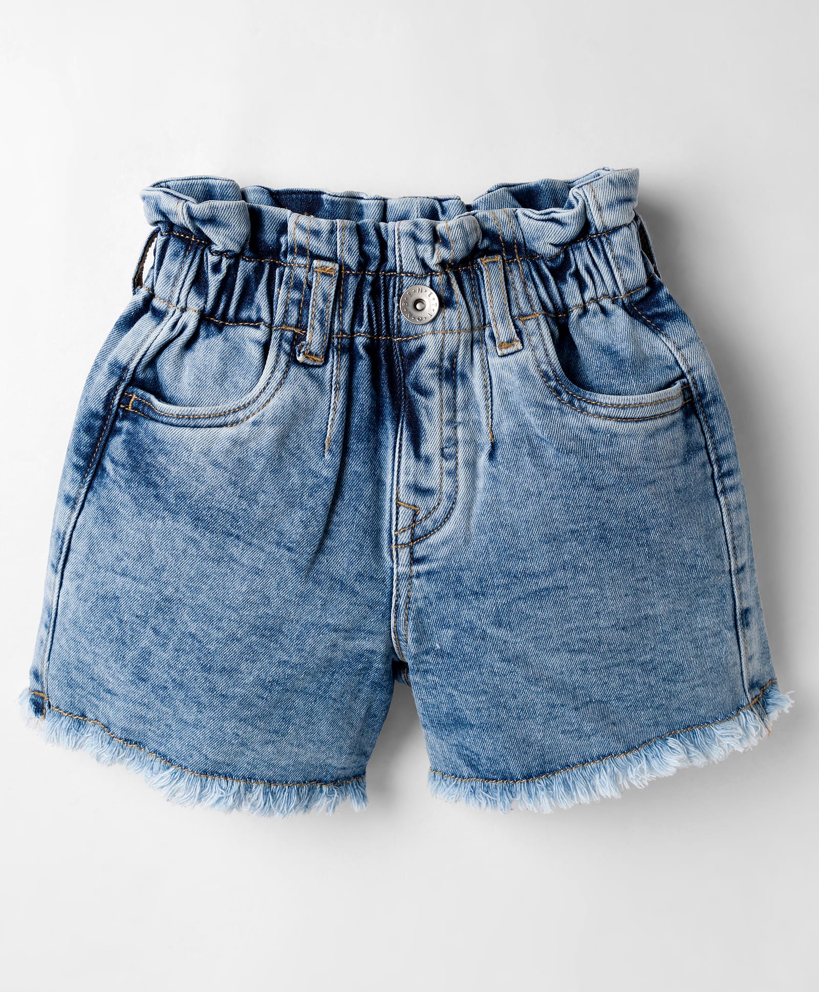 UCB Cotton Lycra Woven Knee Length Washed Denim Shorts - Blue-image-34