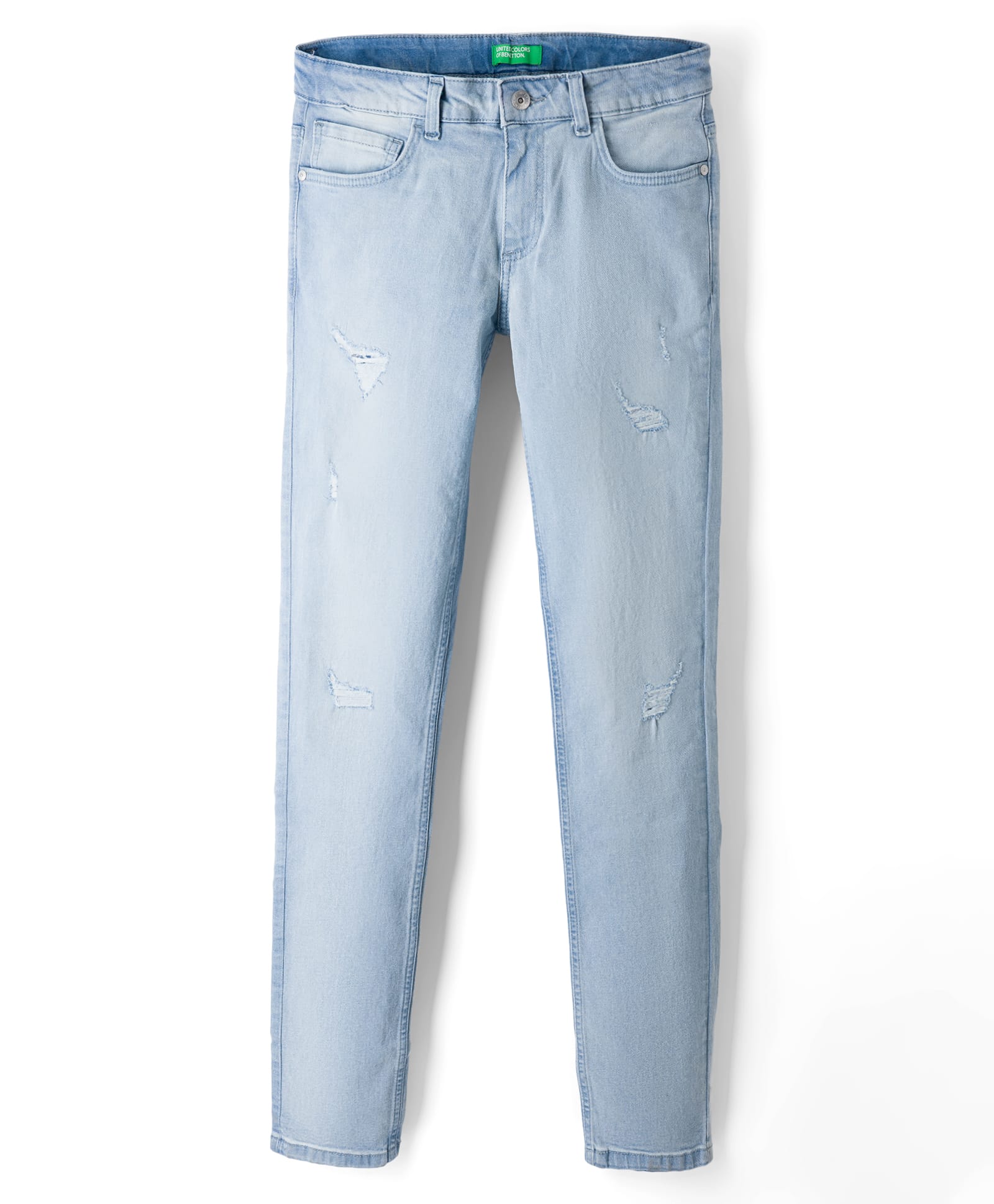 UCB Woven Full Length Denim Jeans With Damaging - Light Blue-picture-14