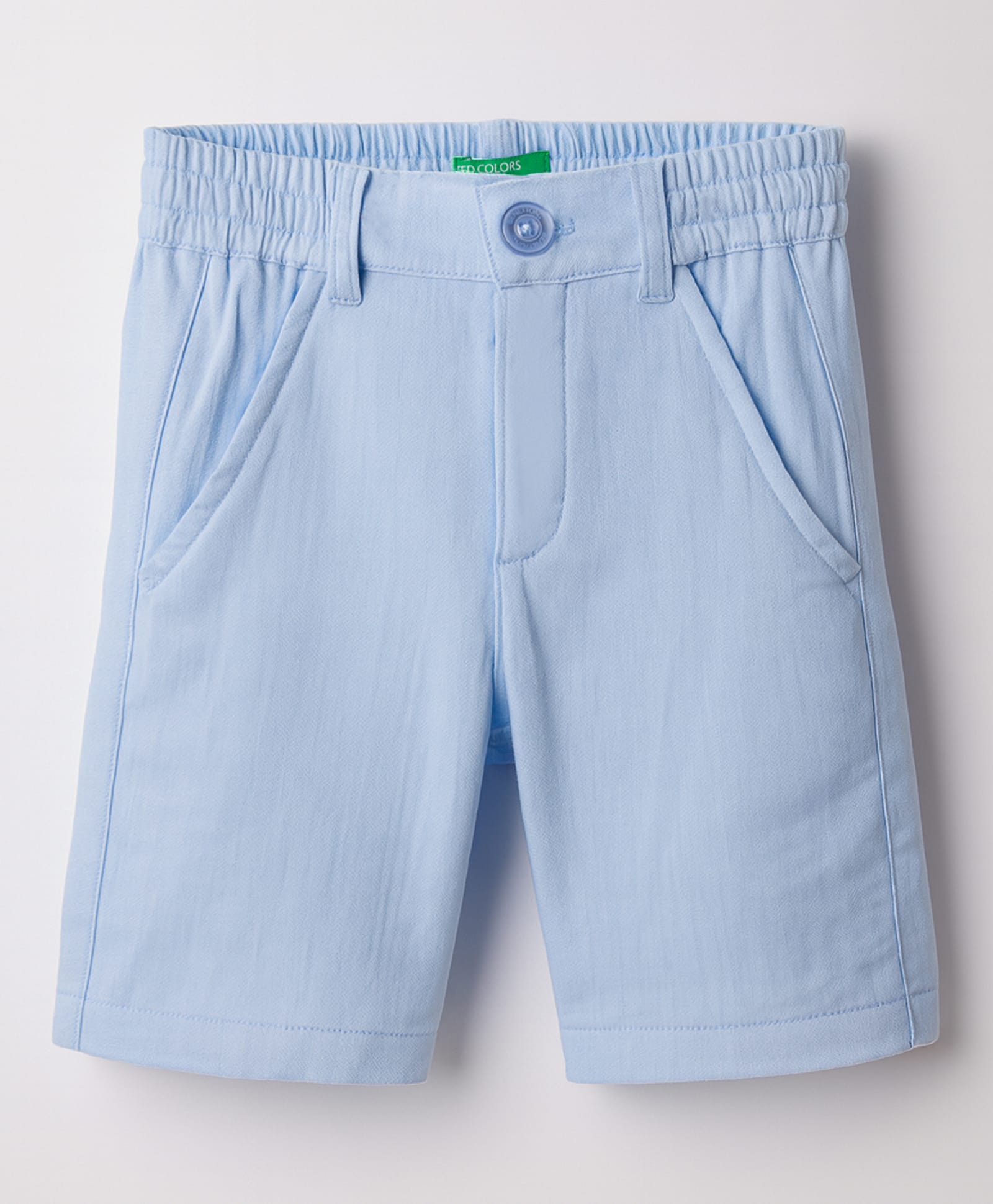 UCB Cotton Woven Knee Length Solid Colour Short - Blue-picture-24