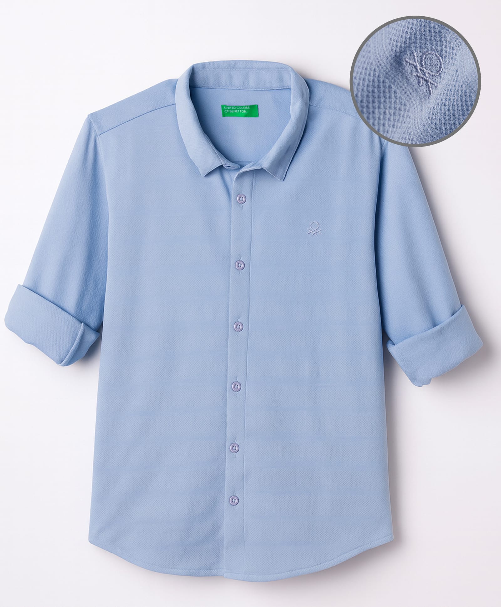 UCB Woven Full Sleeves Solid Colour Shirt - Blue-image-32