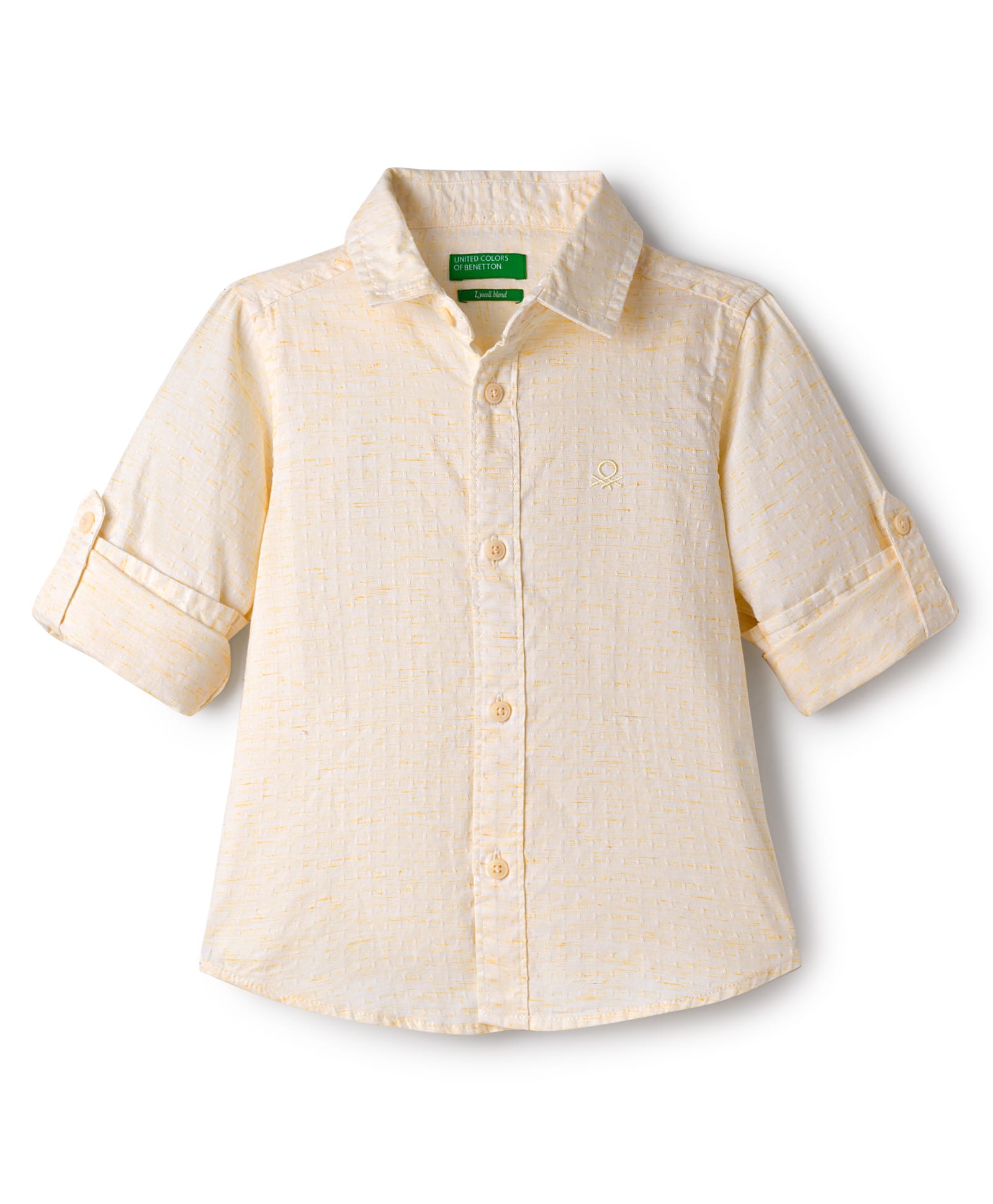 UCB Cotton Lyocell Woven Full Sleeves Shirt With Textured Design - Yellow-picture-13