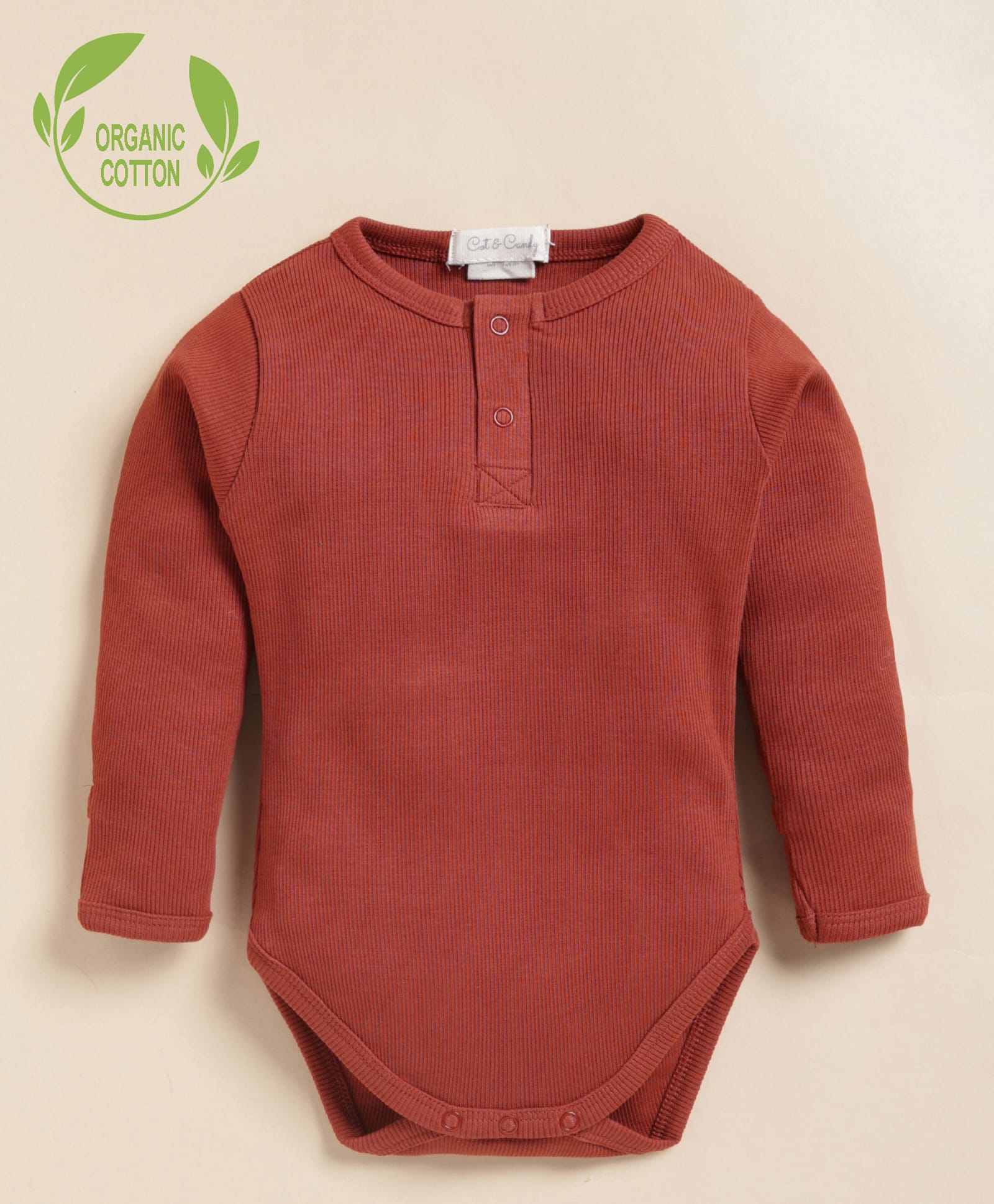 Cot & Candy Organic Cotton Knit Full Sleeves Solid Onesie - Red-picture-24