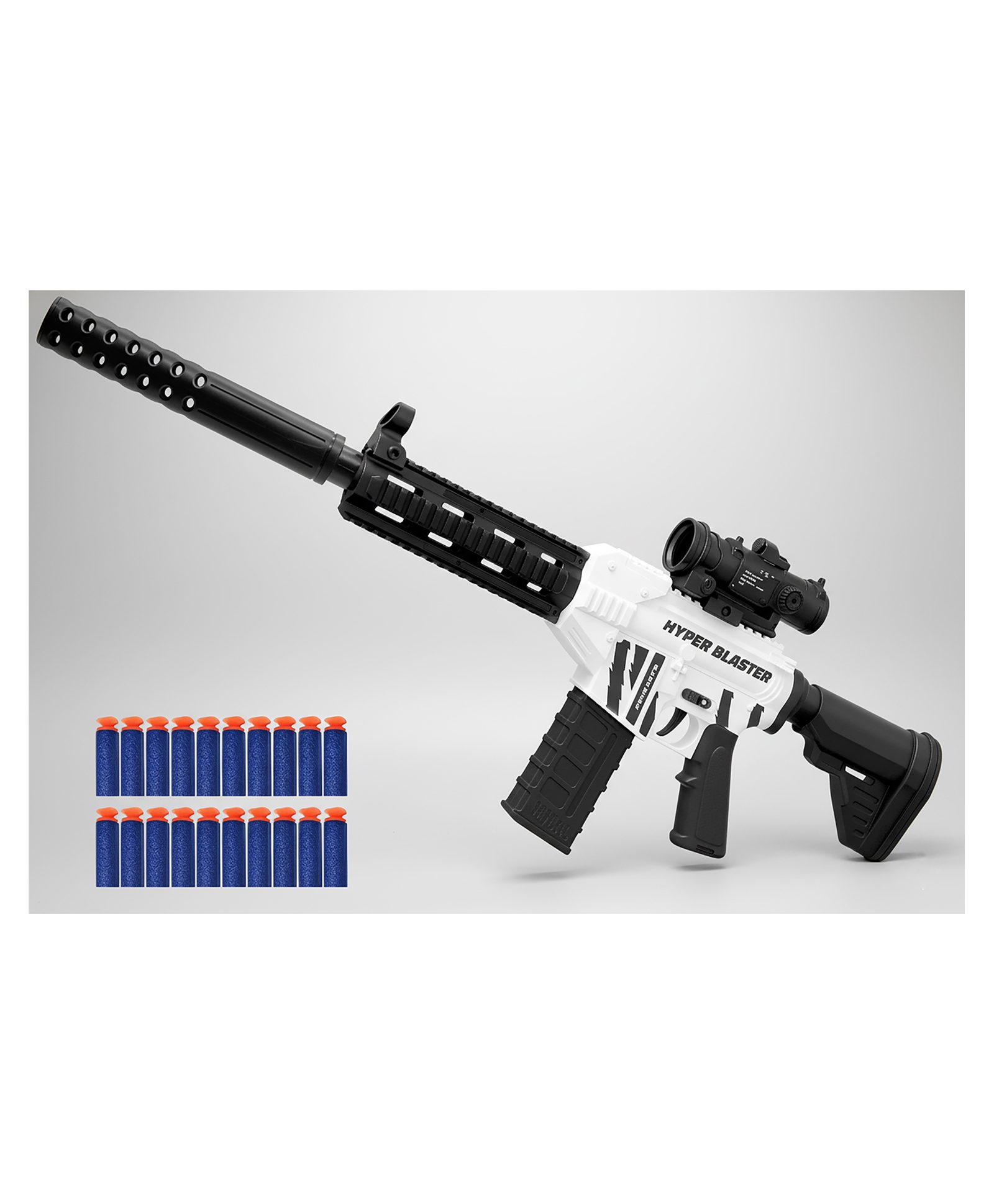 VGRASSP Automatic Big Rifle Toy Gun For Kids With Soft Foam Bullets - Single Firing Mode - Battery Operated Shooter With 20 Bullets and Dummy Scope - Color May Vary