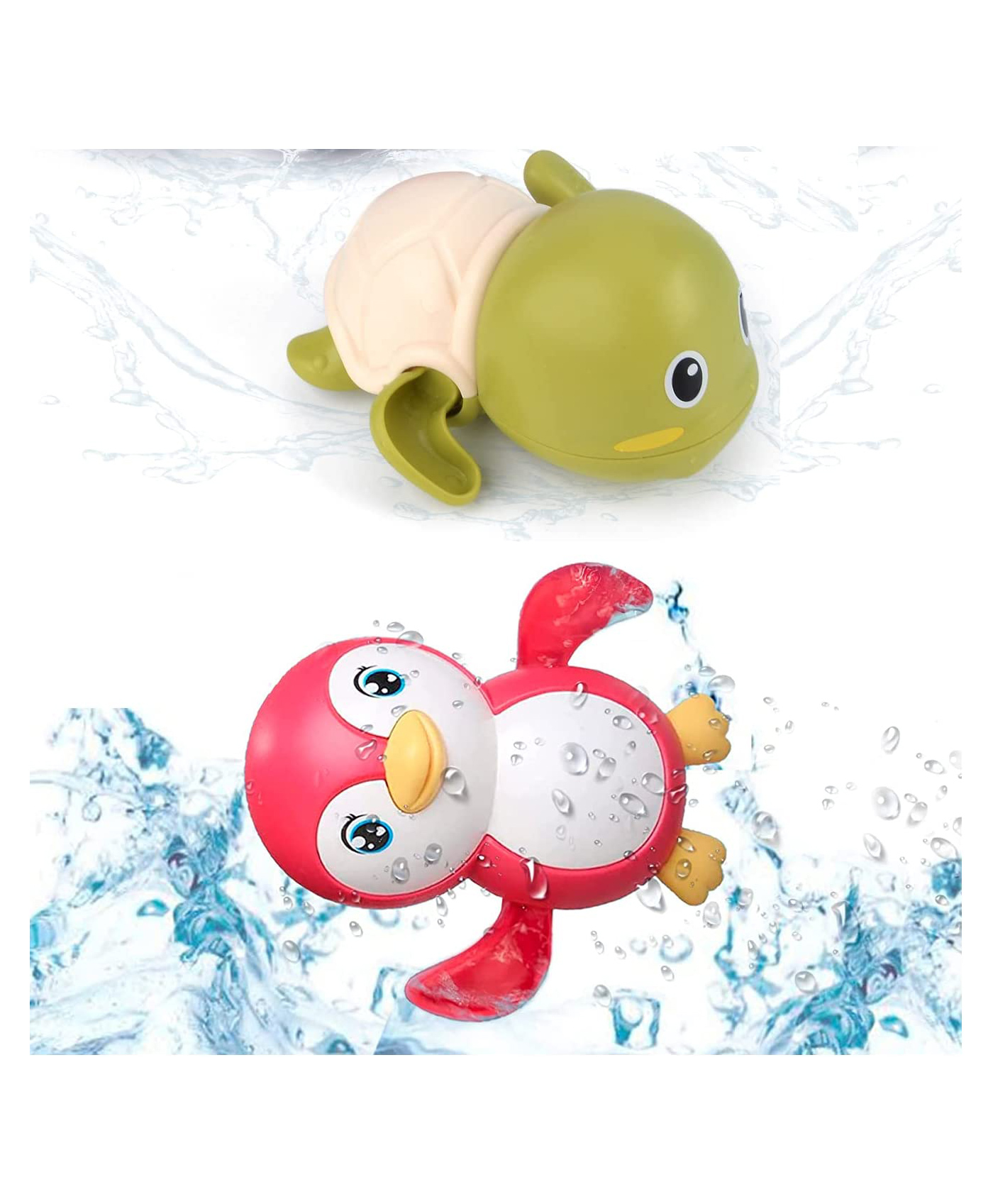 ADKD Swimming Penguin and Turtle Wind Up Bath Toy - Pack Of 2