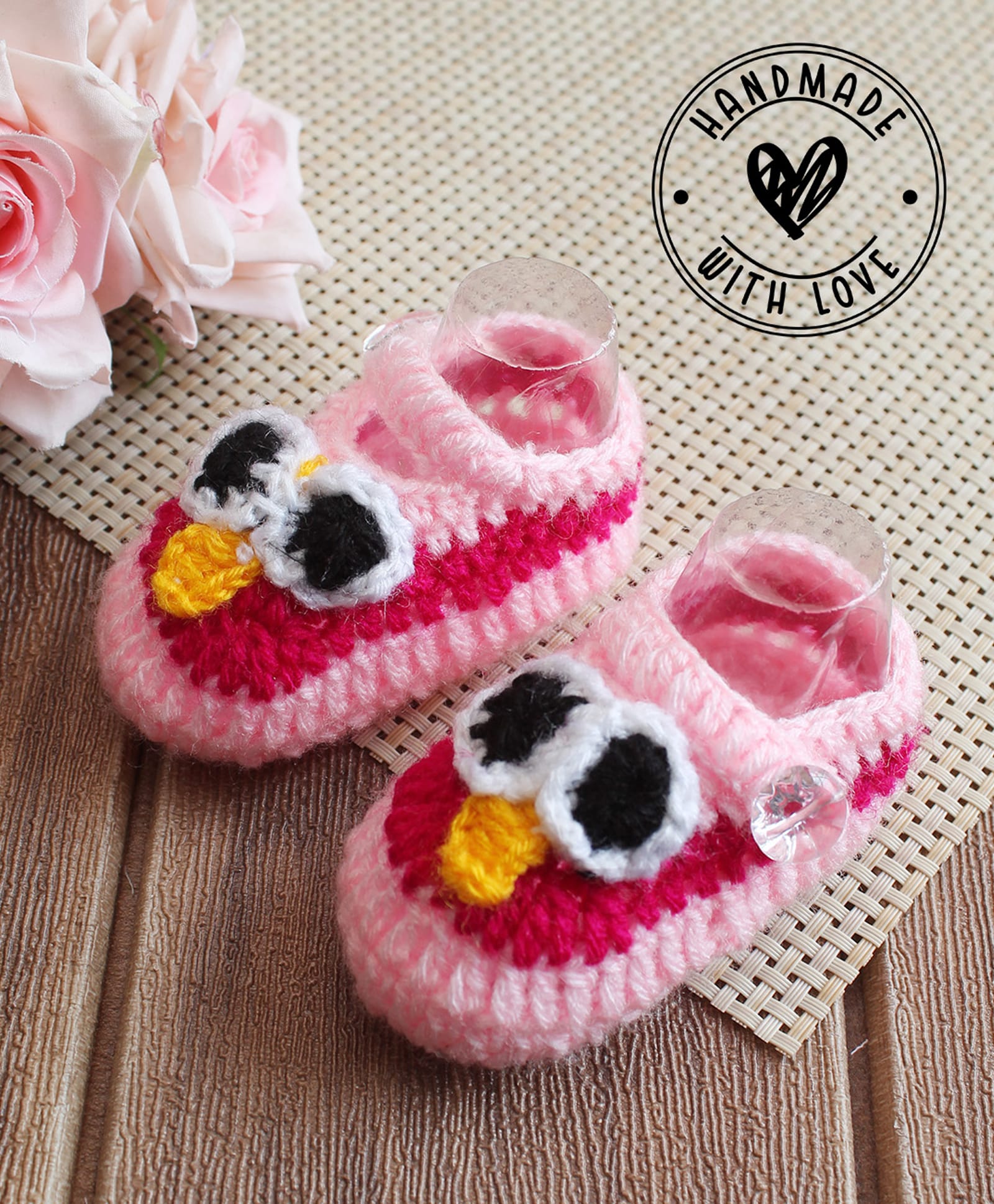 Woonie Hand Knitted Bird Designed Booties - Pink-picture-27