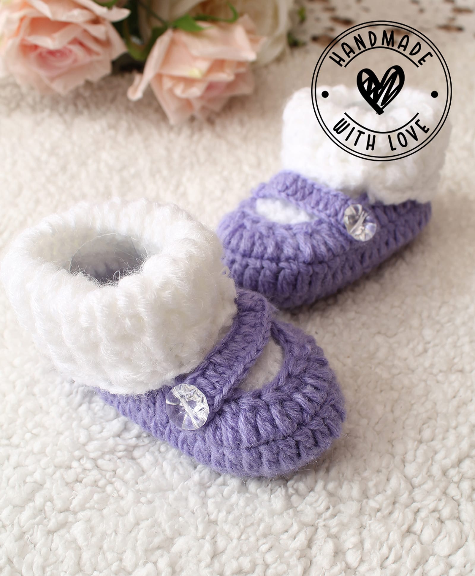 Woonie Hand Knitted Solid Booties - Purple-picture-27